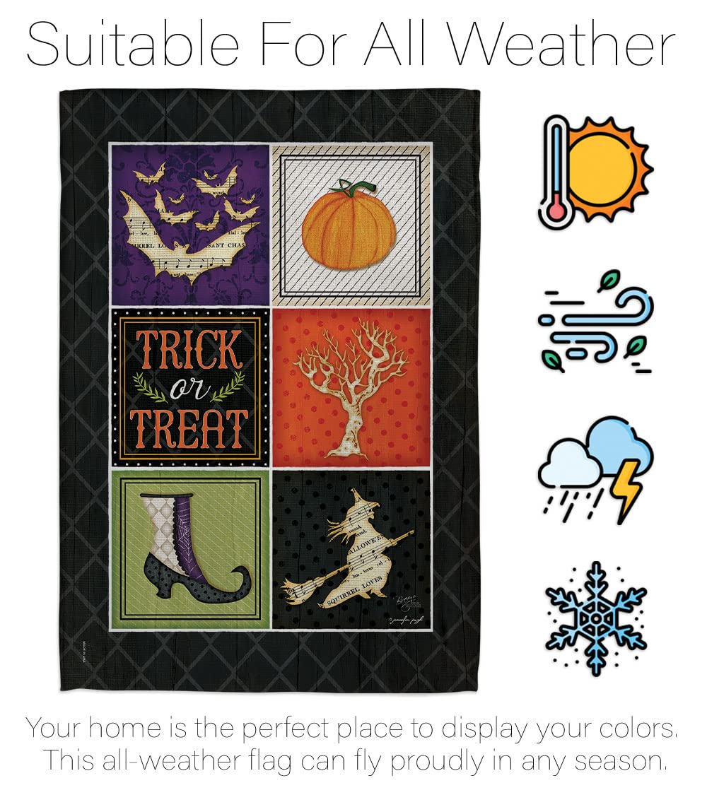 Breeze Decor Halloween Garden Flag - Trick or Treat Collage, 13x18.5in - Fall Decor for Outdoor