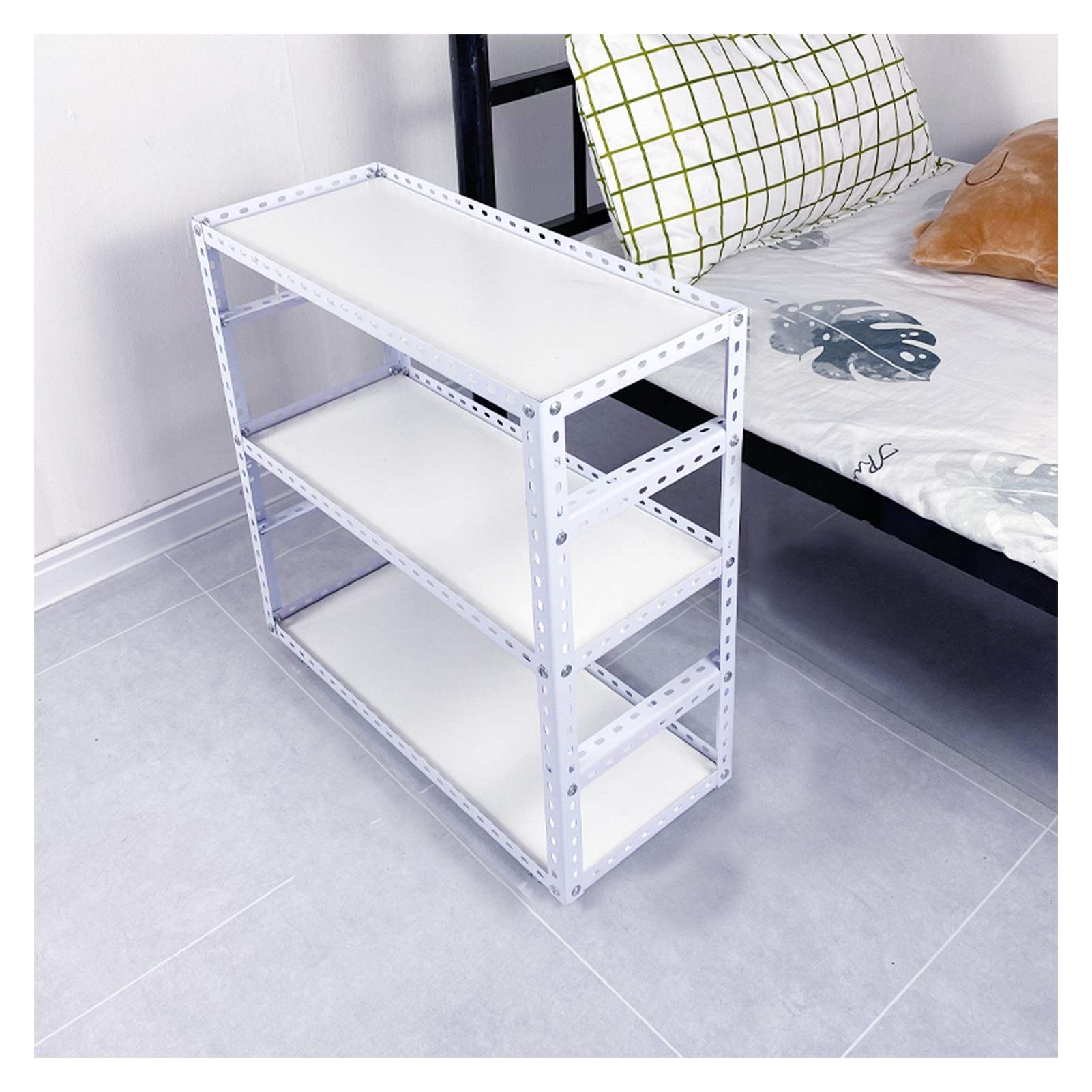 3-Tier Bookshelf with Wheels - Metal & Wood Bookcase for Home & Office - Sturdy & Movable Storage Shelf for Books, Decor & Display - White Modern Bookshelf for Living Room, Bedroom or Study