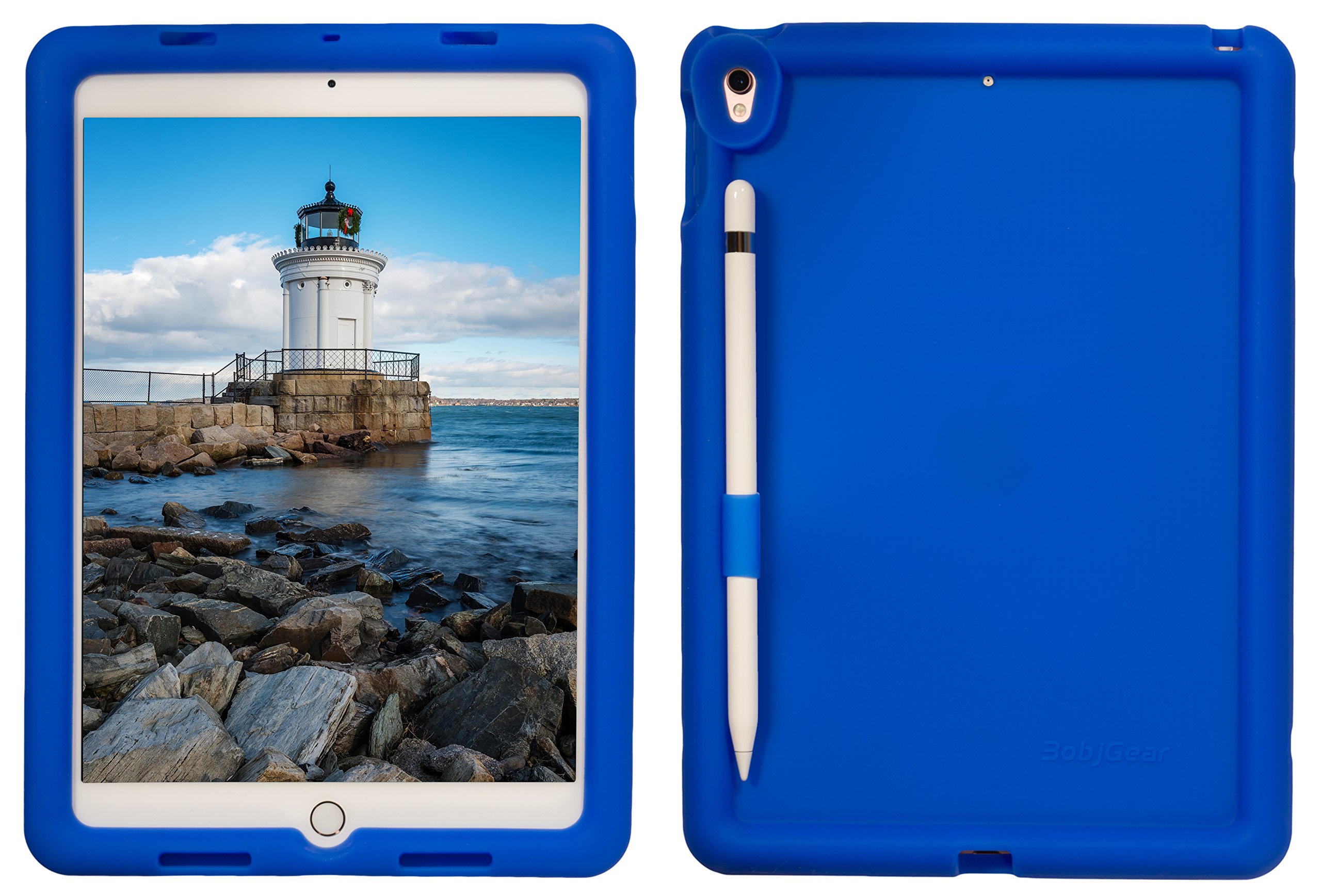 Bobj Rugged Protective Case for iPad Pro 10.5 (2017) & iPad Air 10.5 (2019) - Shockproof Cover with Patented Venting, Sound Amplification & BobjBounces Technology - Kid-Friendly Batfish Blue Case for School, Travel & Outdoor Adventures