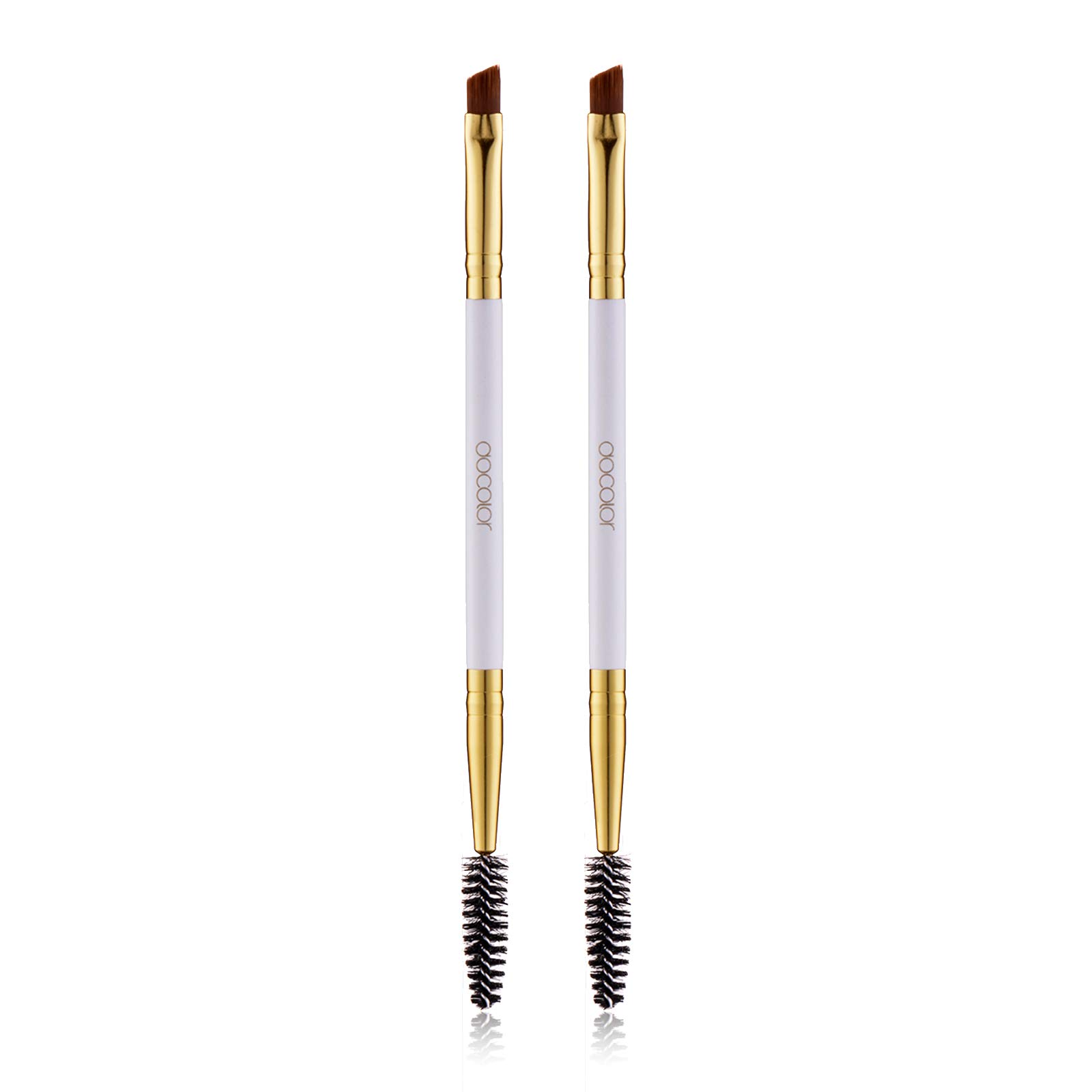 Professional Duo Eyebrow Brush Set - Angled Brow & Lash Brush with Comb for Perfect Eyebrow Grooming (2-Pack) | Ideal for Makeup Artists & Daily Eyebrow Styling