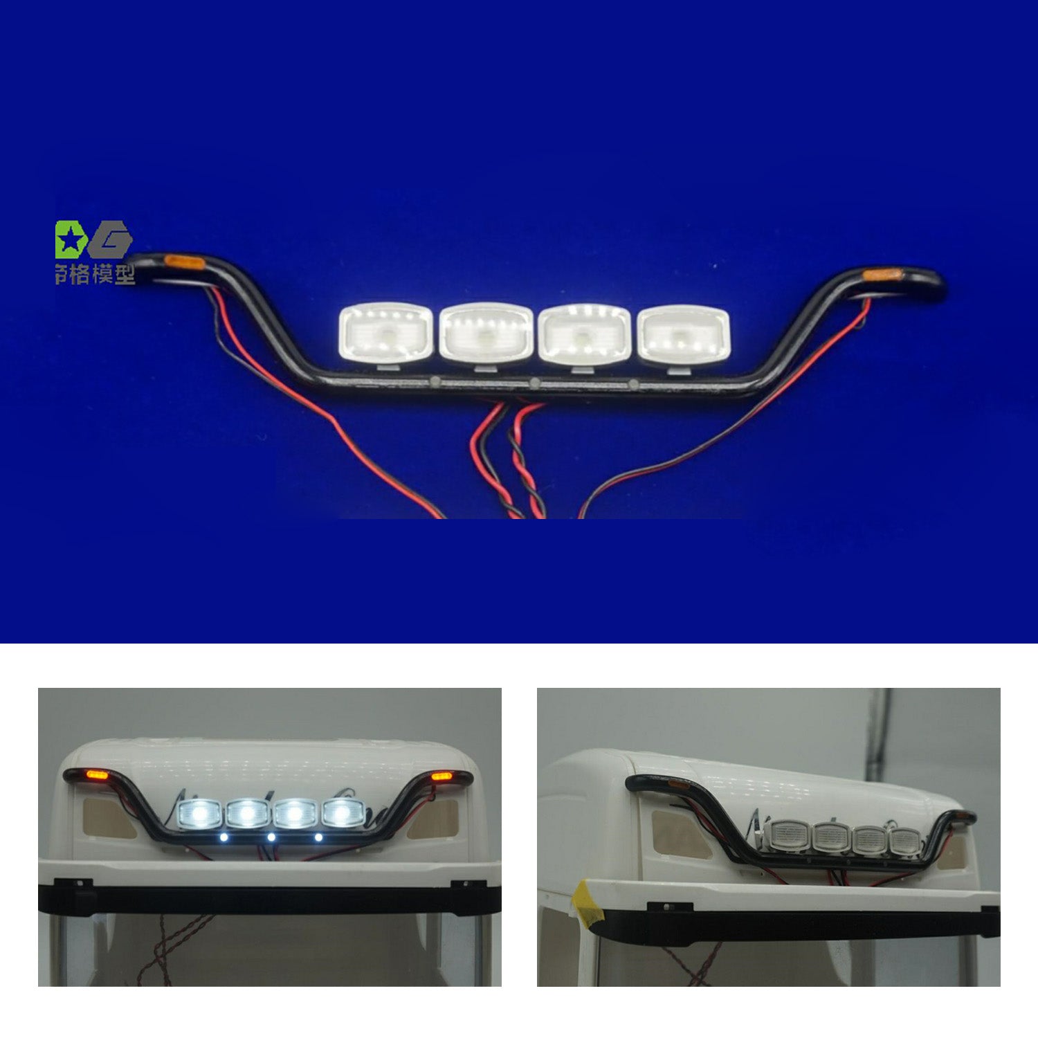 1/14 Scale RC Tractor Truck Aluminum LED Light Bar - Compatible with 56323, 56371, 770S, R620, R730, 1851 Remote Control Cars - DIY Model Accessories for Night Crawling & Off-Road Racing
