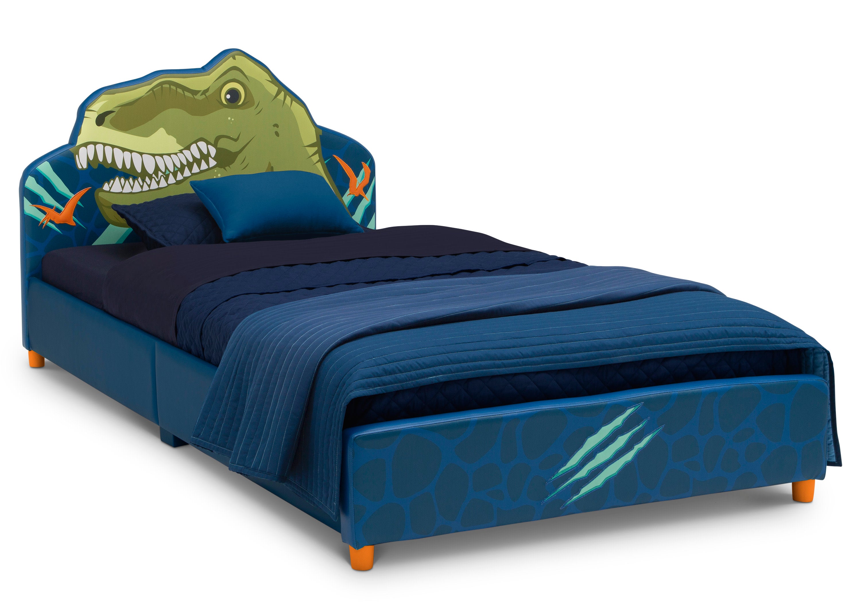 Dinosaur Themed Twin Upholstered Bed for Kids - Cozy and Fun Dino Bedroom Decor for Boys & Girls | Perfect for Bedrooms, Playrooms, and Themed Rooms
