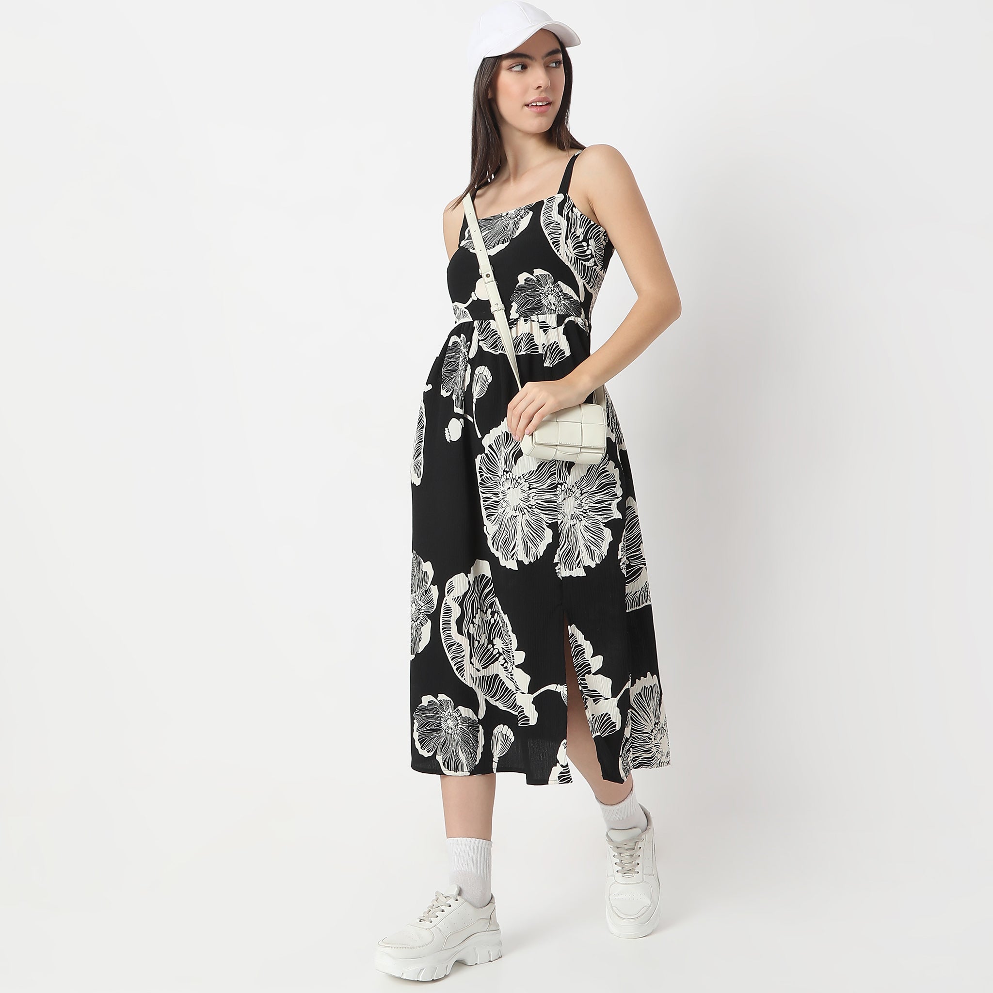 Flare Fit Printed Calf-Length Twilight Sleeveless Dress for Women | Summer Casual & Party Wear | Perfect for Beach Vacations, Date Nights & Outdoor Events