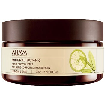 Ahava Mineral Botanic Body Butter - Lemon & Sage Scented Moisturizing Cream for Dry Skin, 8 oz - Perfect for Daily Hydration & Spa-Like Self-Care at Home