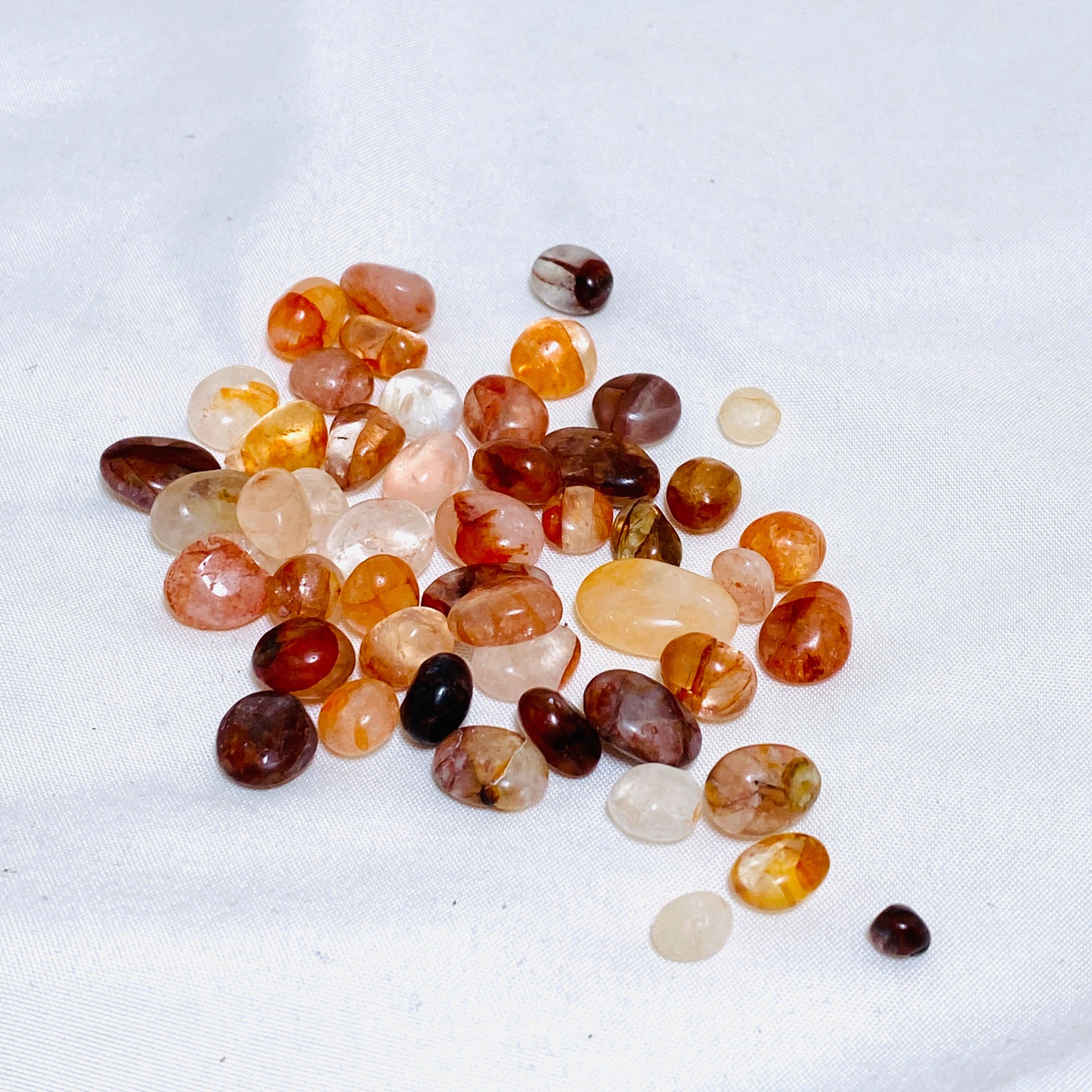 50g Mini Tumbled Fire Quartz Stones - Natural Healing Crystals for Meditation, Reiki, Jewelry Making & Home Decor