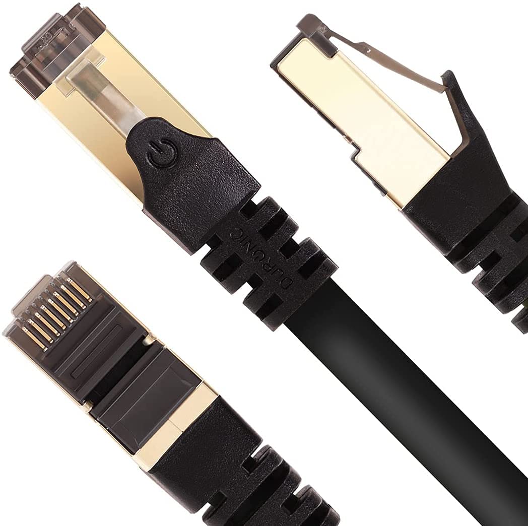 Duronic CAT 8 Ethernet Cable 2M (6.6ft) High-Speed 40Gbps 2000MHz Shielded Network Cable, Snagless RJ45 Connector for Gaming, Streaming & Home Office - Black