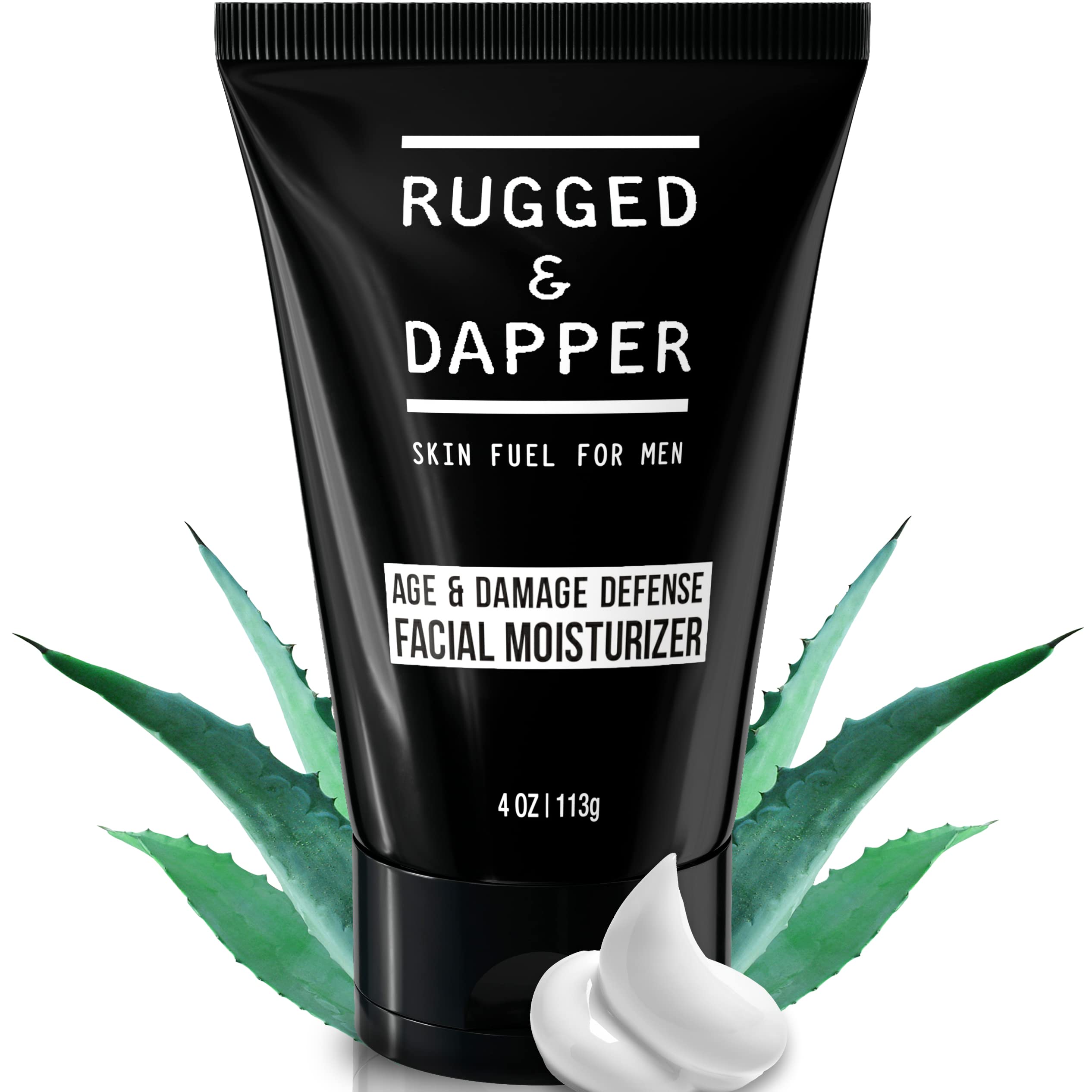 RUGGED & DAPPER Age Defense Men's Face Moisturizer 4oz - Hydrating Unscented Face Lotion with Anti-Aging Formula for Clear Skin | Natural Ingredients | Made in USA | Daily Skincare Routine for Men | Pre-Shave & Post-Shave Moisturizer | Perfect for Dry & Sensitive Skin
