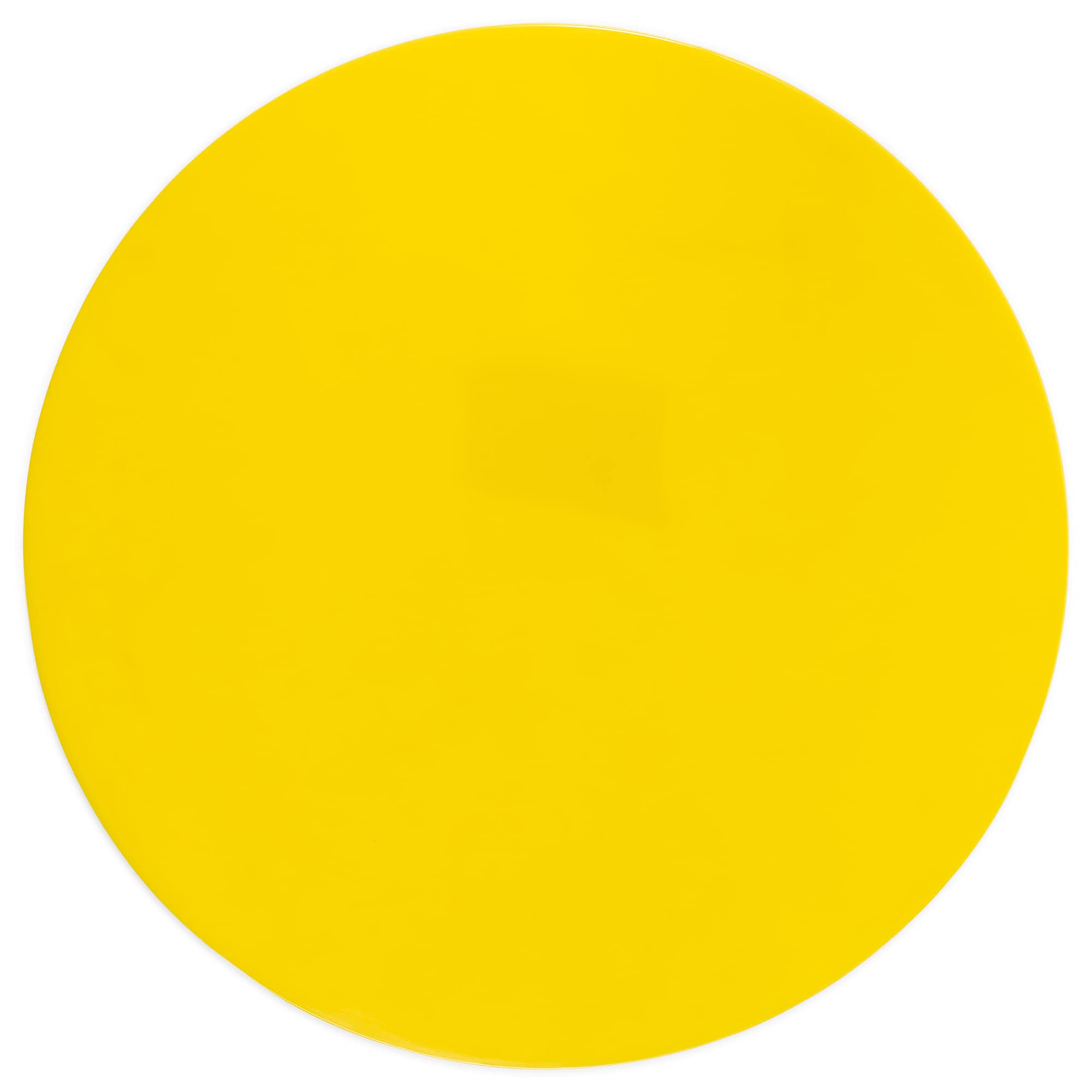 Champion Sports 10-Inch Round Poly Spot Markers - Set of 12 Yellow Cones for Gym Class, Soccer Drills, Social Distancing & Outdoor Activities - Durable Plastic Floor Markers for Sports Training & Field Games