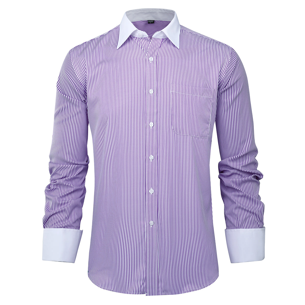 Slim Fit Men's Dress Shirt - Button Down Striped Checked Casual Shirt in Purple | Perfect for Office, Business Meetings & Formal Events