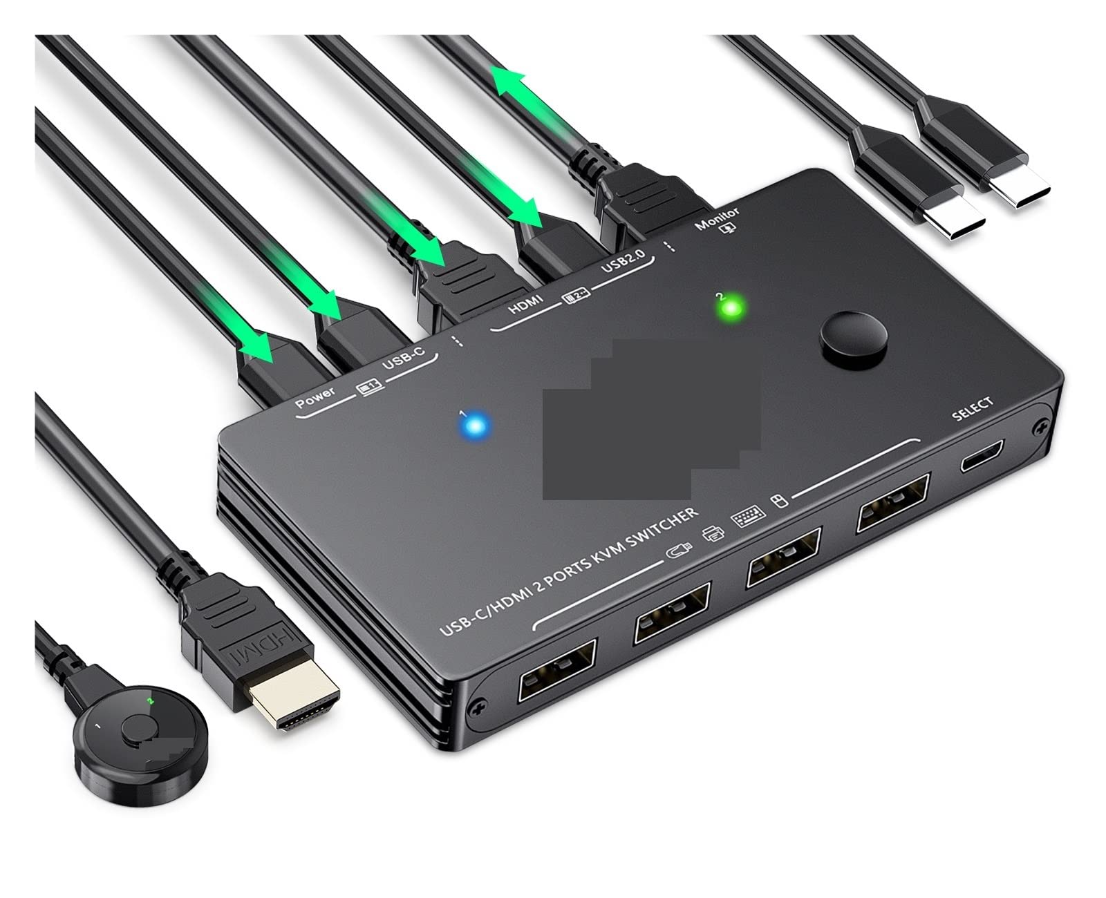 2-Port USB-C KVM Switch 4K HDMI 2-in-1-Out for Dual Computers - Share Keyboard, Mouse, Printer & Display Between 2 PCs with PD Charging - Plug & Play for Home Office & Gaming Setup