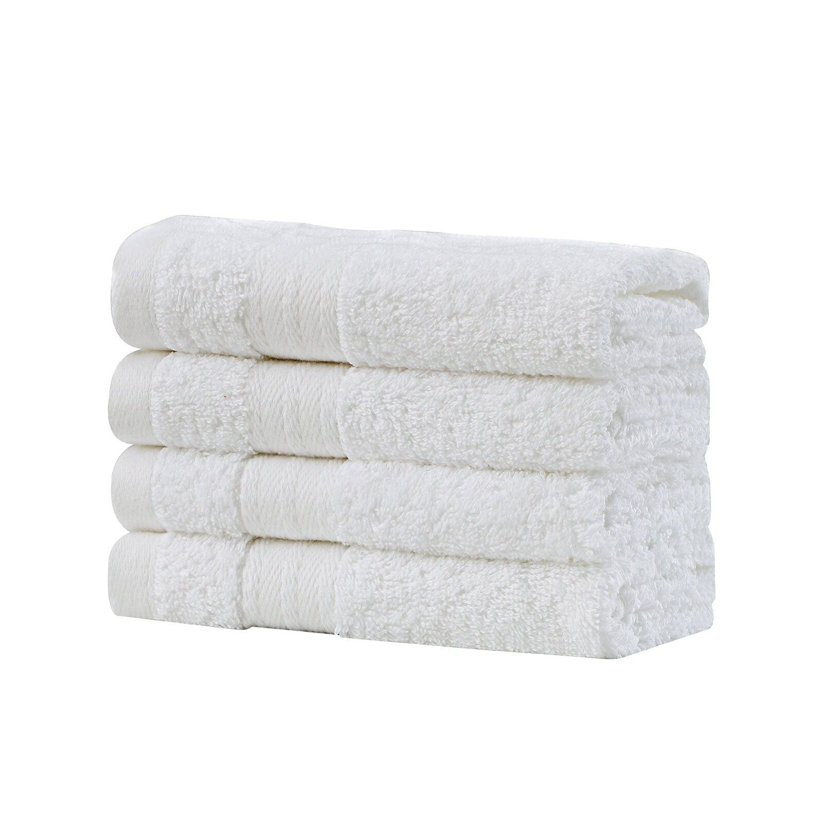 Premium 4-Piece Cotton Bath Towel Set with Washcloths - Soft & Absorbent White Towels for Spa, Bathroom & Luxury Home Use