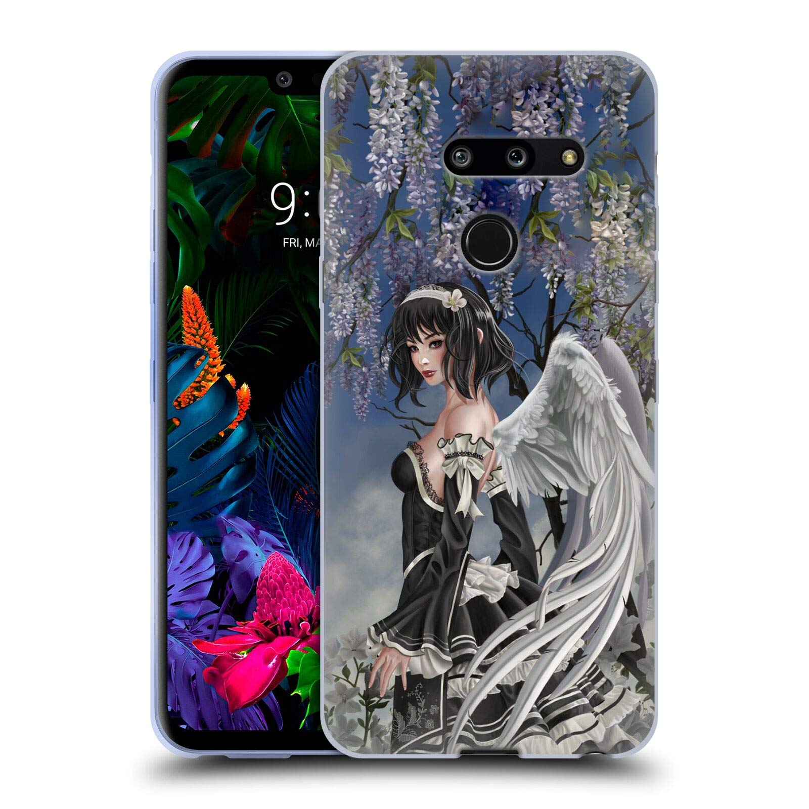 Head Case Designs Nene Thomas Angel & Flowers Anime Fairy Gothic Soft Gel Phone Case for LG G8 ThinQ - Perfect for Cosplay, Gothic Fashion & Anime Enthusiasts