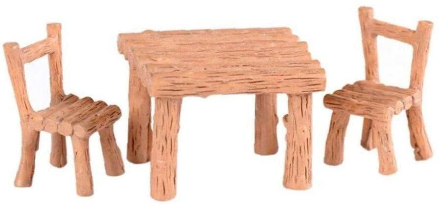 3Pcs Miniature Fairy Garden Resin Table & Chairs Set - DIY Dollhouse Scenery Decorations, Tiny Furniture for Fairy Gardens, Terrariums & Miniature Displays - Perfect for Crafting, Home Decor & Gift Ideas