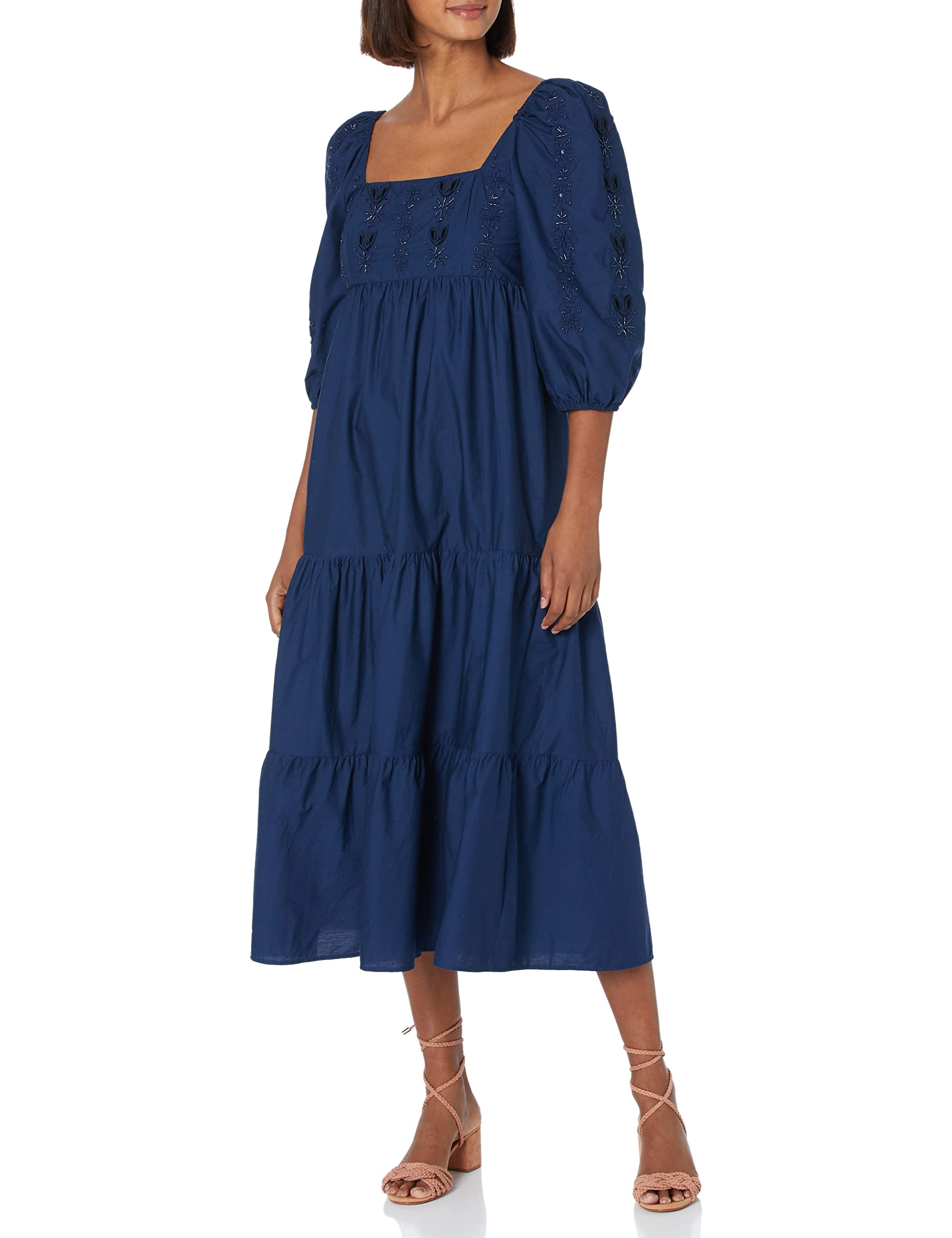 Desigual Women's Sleeveless Blue Summer Dress Size L - Perfect for Beach Vacations, Cocktail Parties & Casual Outings