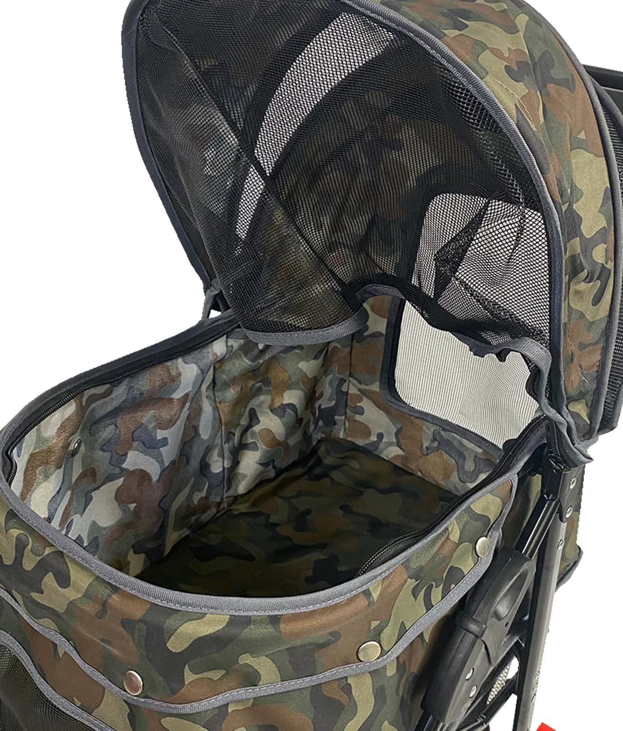 AmorosO 4 Wheel Pet Stroller for Small & Medium Dogs & Cats - Lightweight Foldable Travel Carrier with Waterproof Cover & Storage Basket - Perfect for Jogging, Shopping & Outdoor Adventures