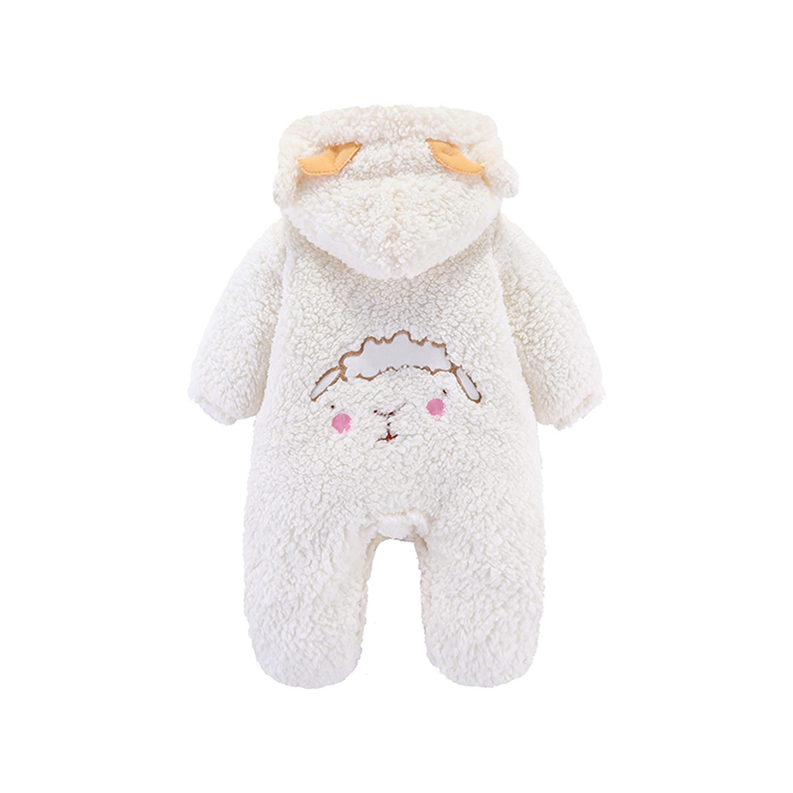 Toddler Fleece Hooded Jumpsuit - Soft Fuzzy Winter Romper with Button Closure for Baby Boys & Girls | Warm Cartoon Hoodie Outwear for Playdates & Outdoor Activities