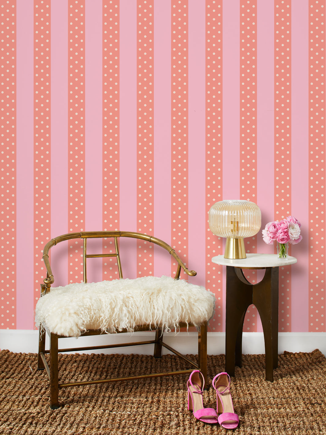 Barbie™ 'Just Ken Stripe' Wallpaper - Watermelon Pink Peel & Stick Wallpaper for Kids Room, Nursery, Playroom Decor