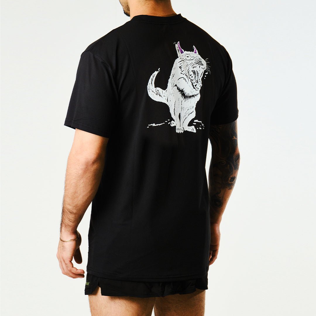 Eco-Friendly Men's Running T-Shirt - Tarkine Ultra Tee (Tasmanian Devil Black, Standard Fit) | Breathable Performance Shirt for Jogging, Gym & Outdoor Activities