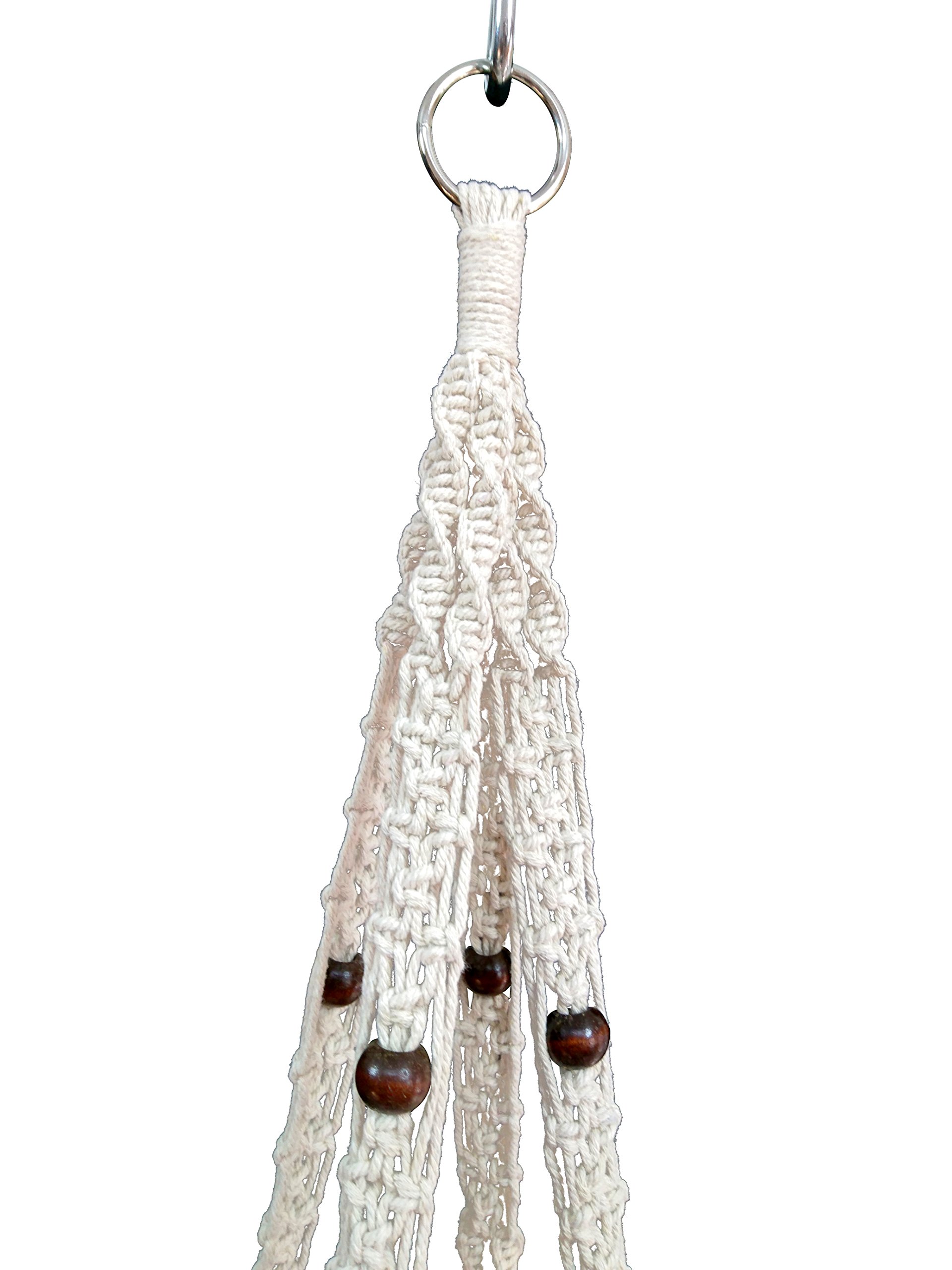 Macrame Plant Hanger - 4 Legs 59 Inch Hanging Planter for 12-13 Inch Pots (Cream Cotton) - Boho Home Decor for Indoor Plants, Living Room, Bedroom & Patio