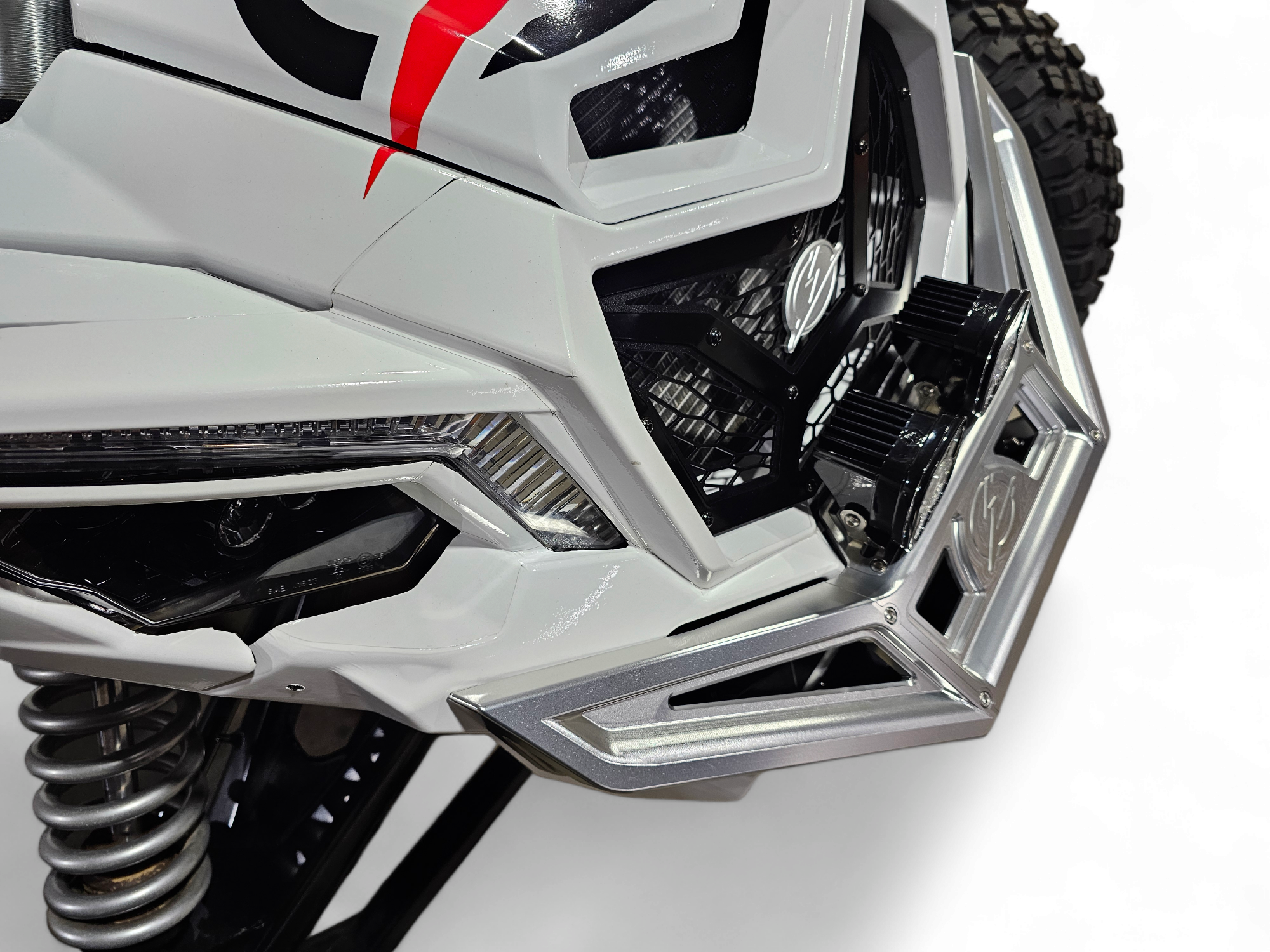 Can Am X3 Maverick Front Winch Bumper (2017-2024) - Machined Billet Aluminum, Clear Anodized Finish - FWB210036 - Perfect for Off-Roading & Trail Adventures