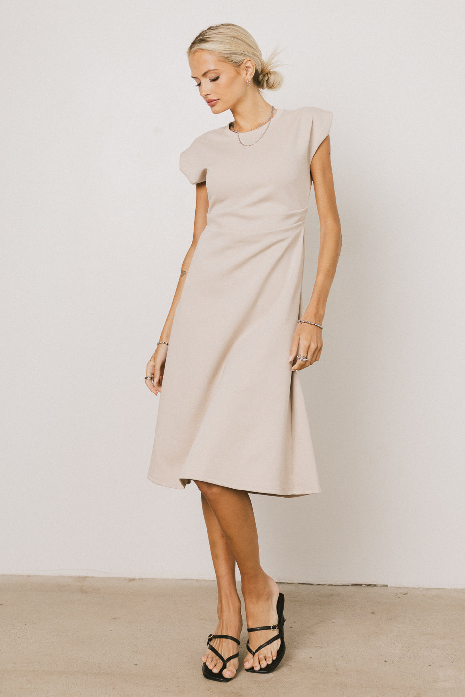 Kyra Midi Dress for Women - Khaki Casual Flowy Summer Dress | Perfect for Beach, Vacation & Everyday Wear