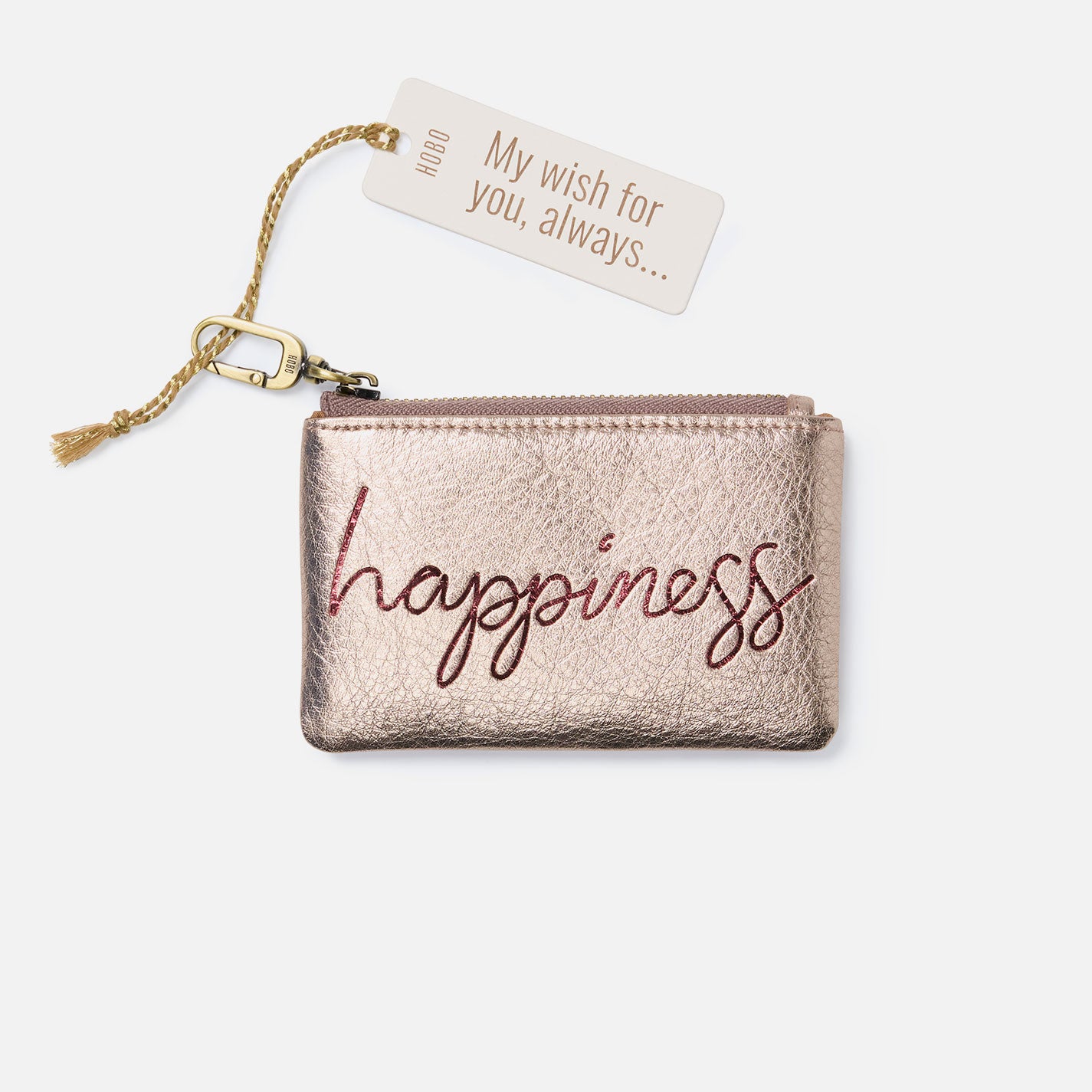 Stylish Metallic Leather Sentiment Pouch in Pink Gold - Perfect for Parties, Weddings & Special Occasions