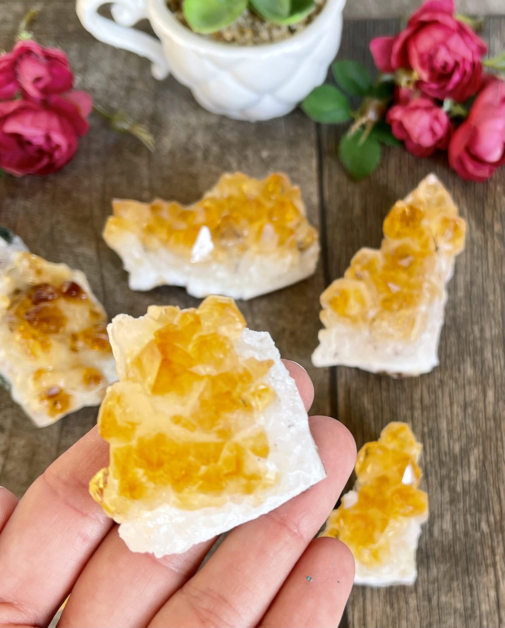 Premium Citrine Druzy Cluster - 8cm Grade A Yellow Crystal for Healing & Decor