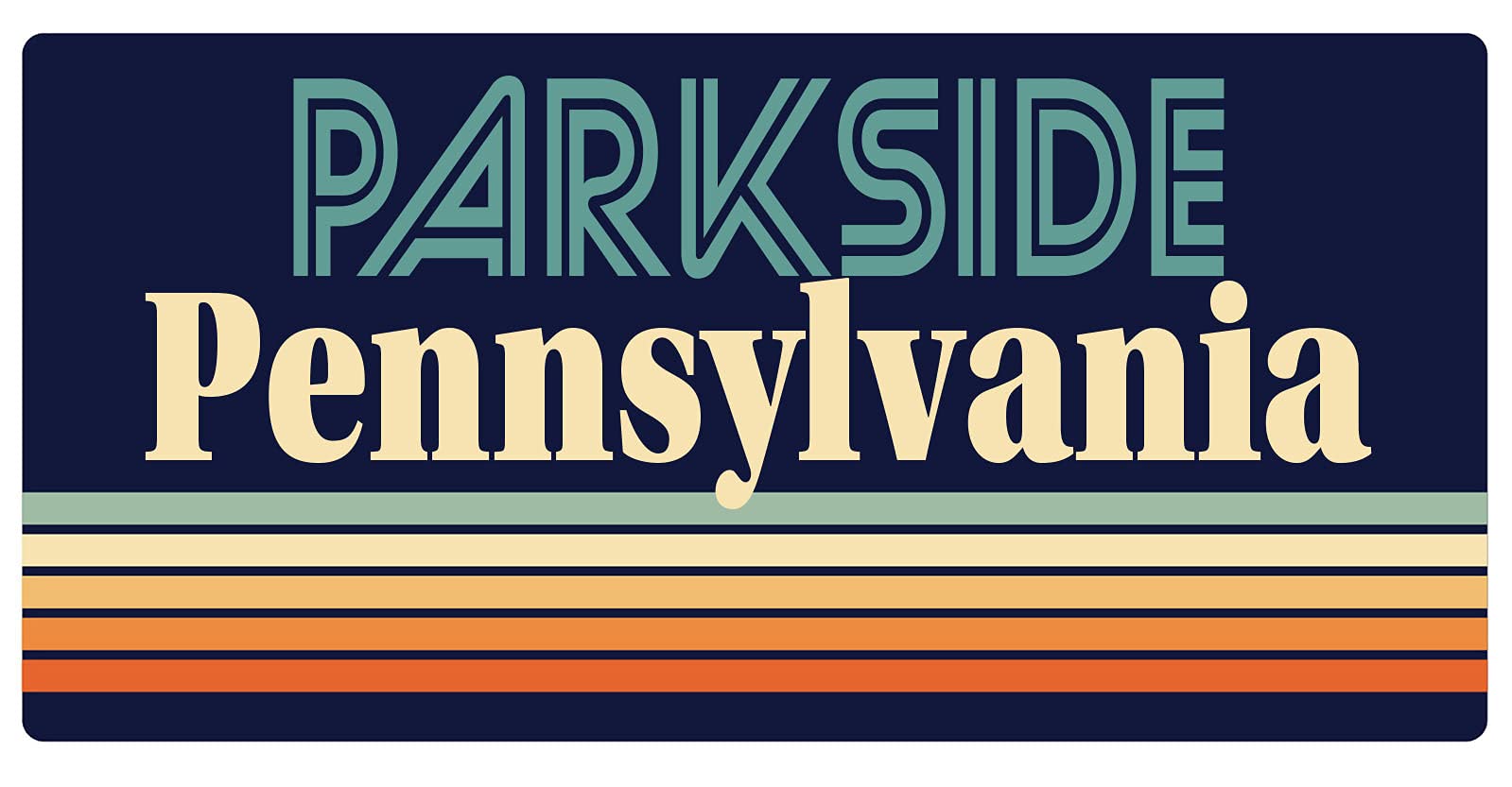 Vintage Retro Design Parkside Pennsylvania 5 x 2.5-Inch Refrigerator Magnet - Perfect for Home, Office & Dorm Decor, Collectible Souvenirs & Gift Ideas