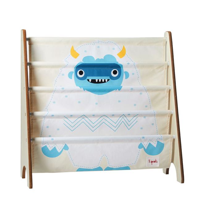 3 Sprouts Book Rack - Kids Book Organizer for Nursery, Playroom & Classroom - Durable Yeti-Themed Bookshelf for Children's Books Storage & Display