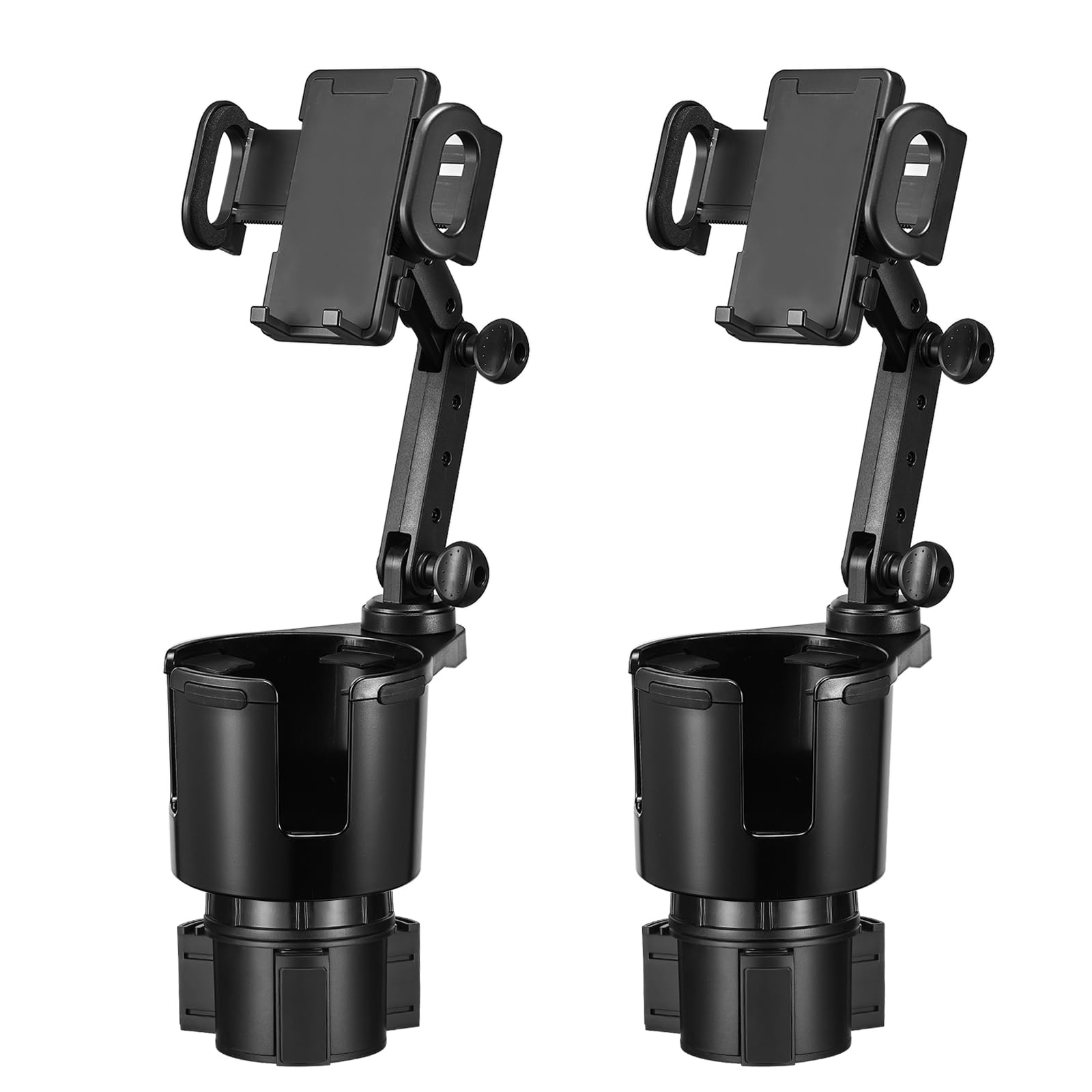 2-Pack Universal Car Cup Holder Expander with 360° Rotating Phone Mount - Compatible with Tesla, SUV, Truck, RV, Golf Cart & Smartphones - Perfect for Road Trips, Camping & Office Use