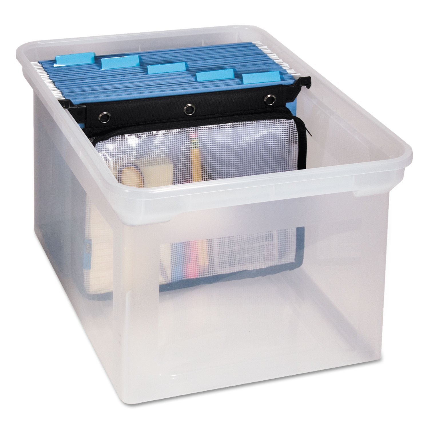 Advantus Expanding Zipper Pouch - 3 Hole Punched Clear/Black File Organizer (13