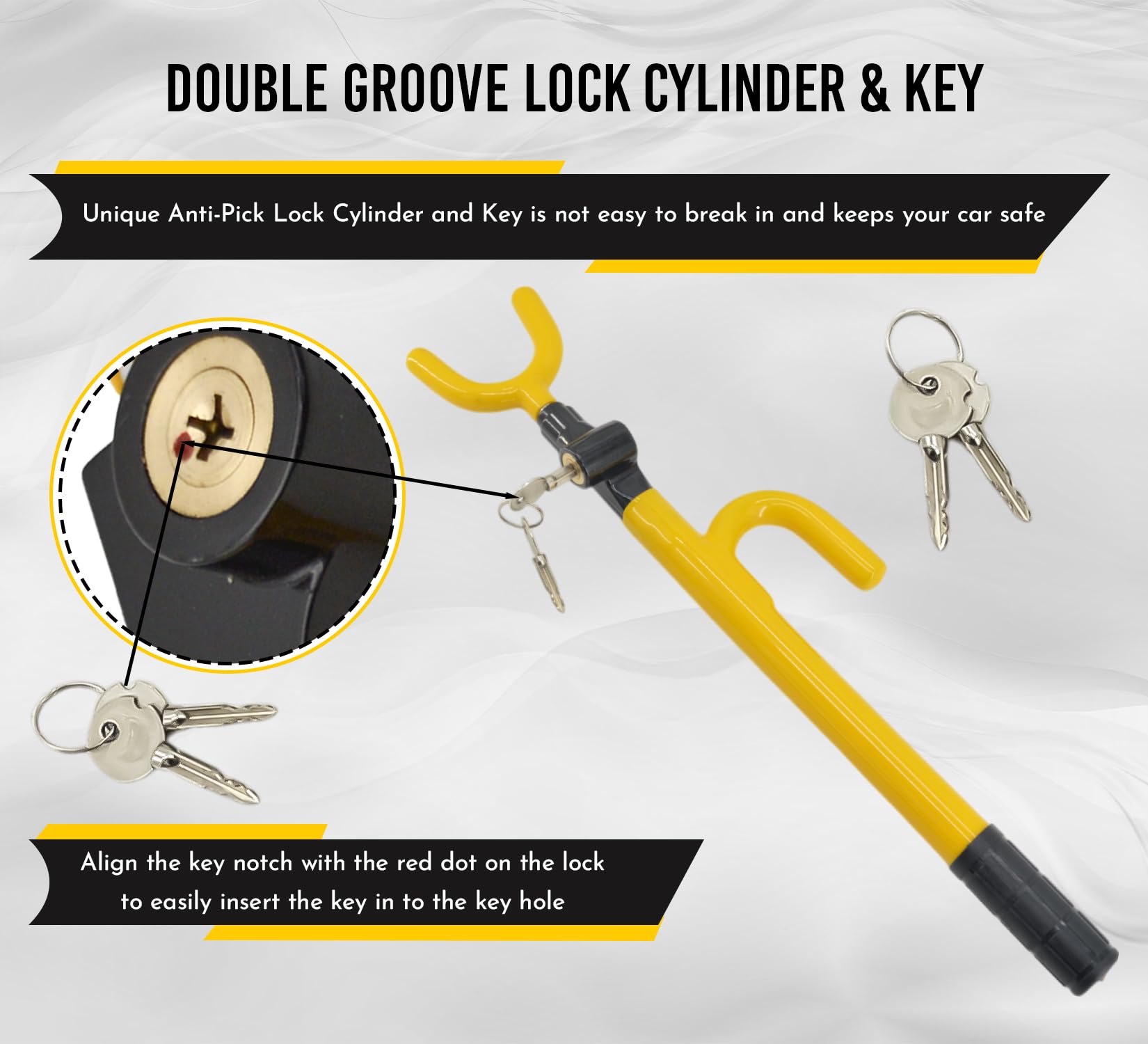 Ultra Secure Anti-Theft Car Steering Wheel Lock - No Scratch Dual Hooks & Double Metal Bars for Cars & Trucks | Perfect for Parking Security & Vehicle Protection