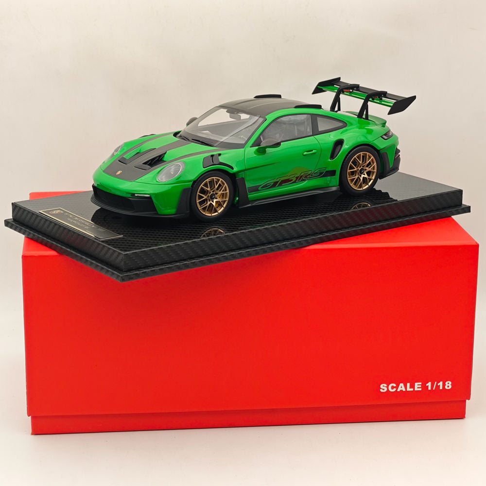1/18 Scale Porsche 992 GT3 RS Green Resin Die-Cast Model Car - High Quality Collectible Sports Car for Display, Gift, and Racing Enthusiasts