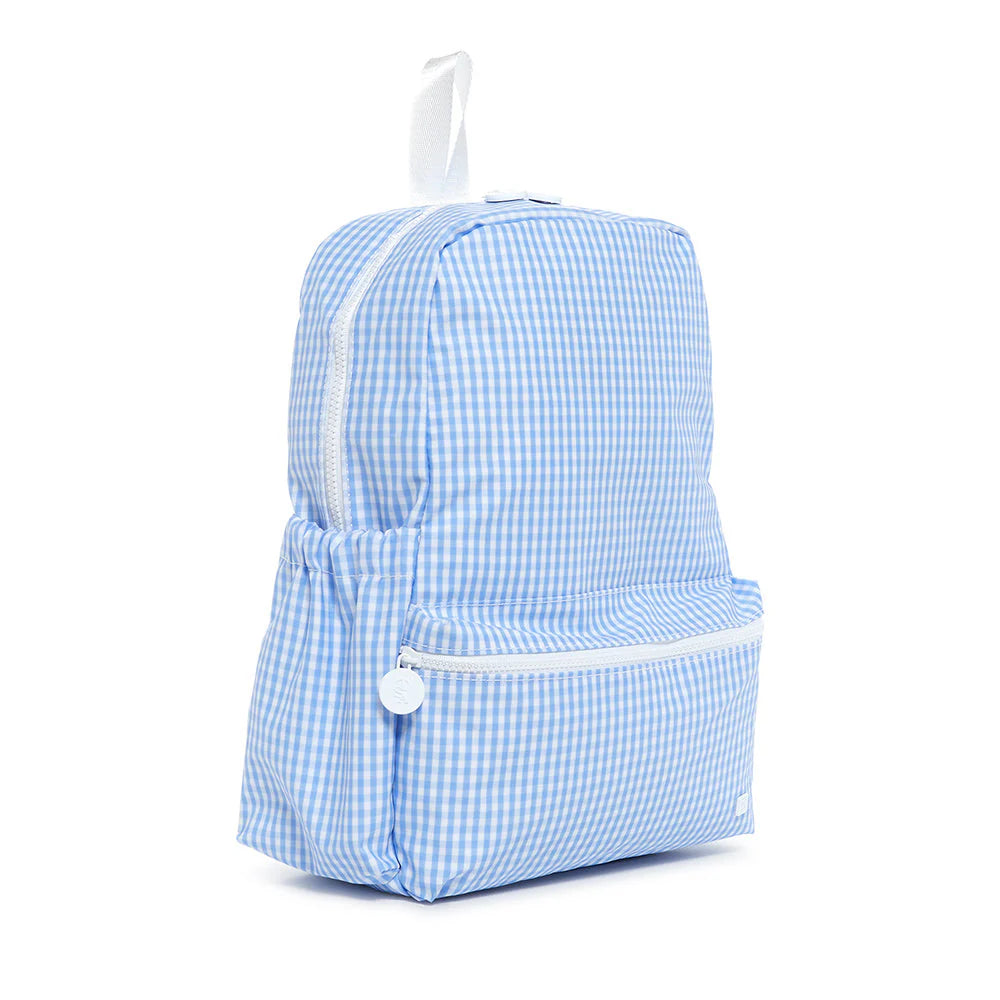 TRVL Design Backpacker Gingham Sky Travel Backpack - Lightweight Durable Hiking Backpack for Outdoor Adventures, Camping & Daily Commute