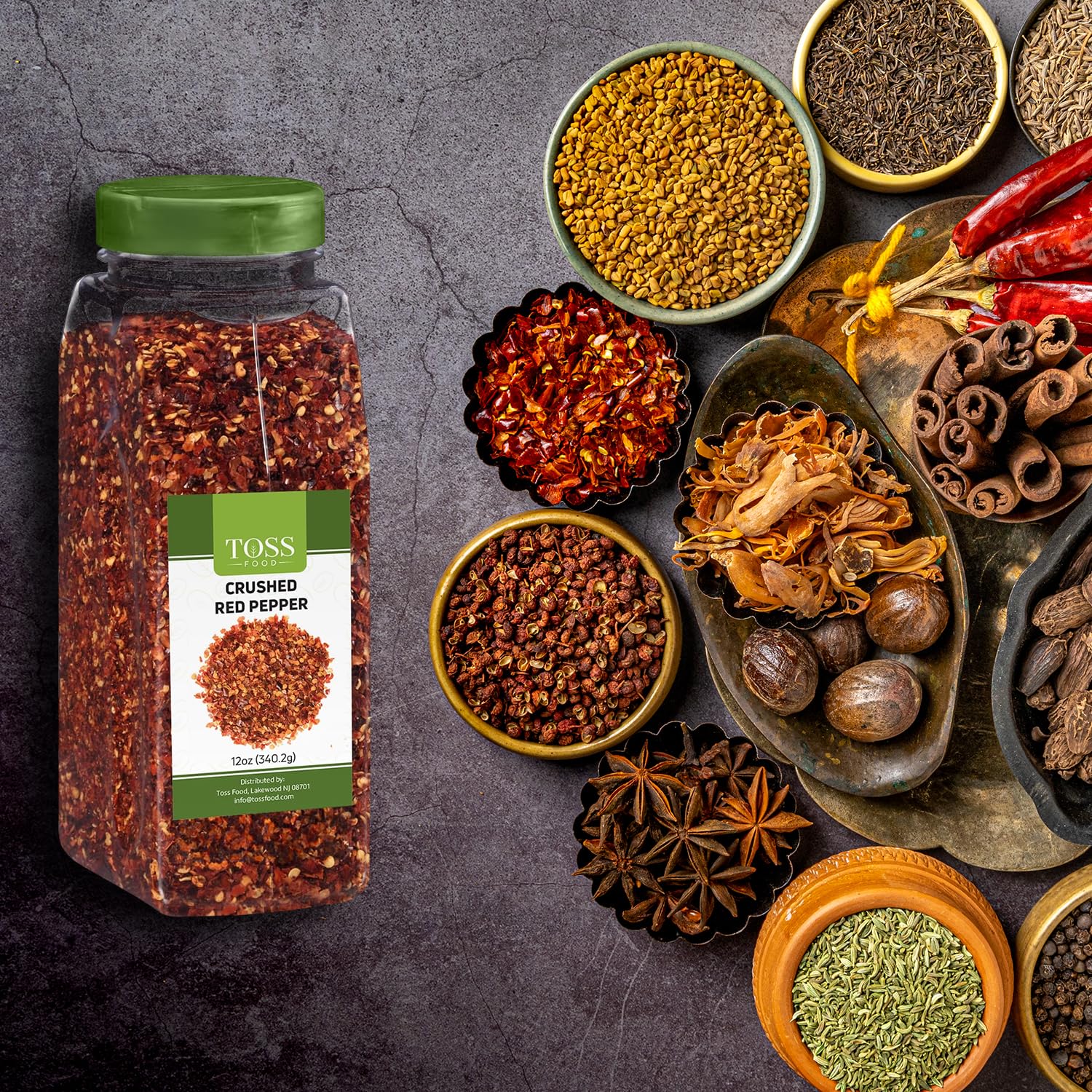 Premium Crushed Red Pepper Flakes - 12oz Bulk Spice for Pizza, Pasta & Seafood | Hot Chili Flakes for Cooking, Chowder & Seasoning | Perfect for Italian Dishes, Soups & Grilled Meats
