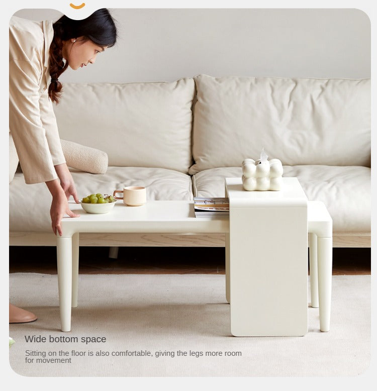 Solid Pine Wood Coffee Table and Side Table Set - Nordic Style Modern Living Room Furniture for Home Decor and Small Space