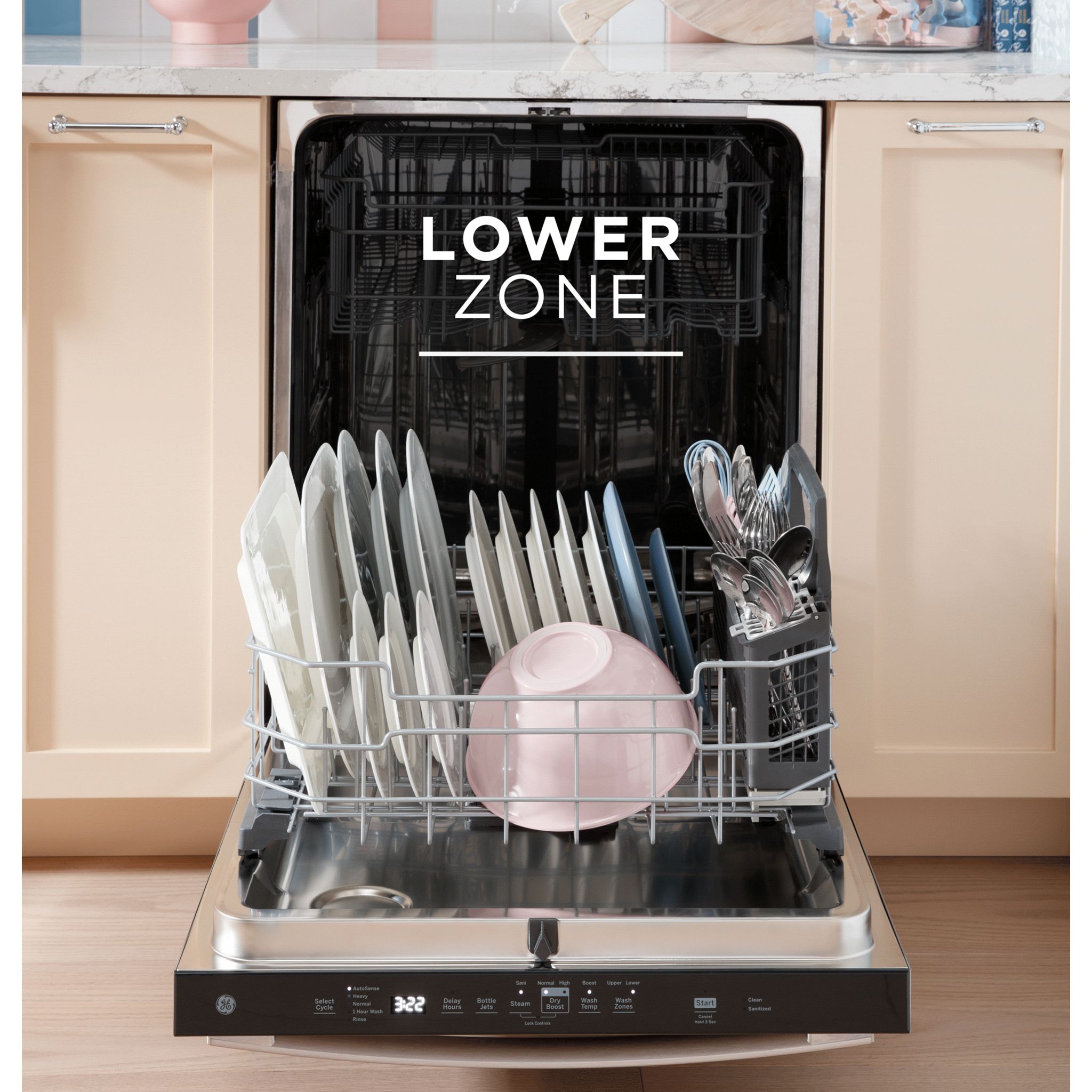 GE GDT670SMVES Slate Built-In Dishwasher - 24 Inch Stainless Steel Interior, Quiet Operation, 3rd Rack for Utensils - Perfect for Small Kitchens & Open-Concept Homes