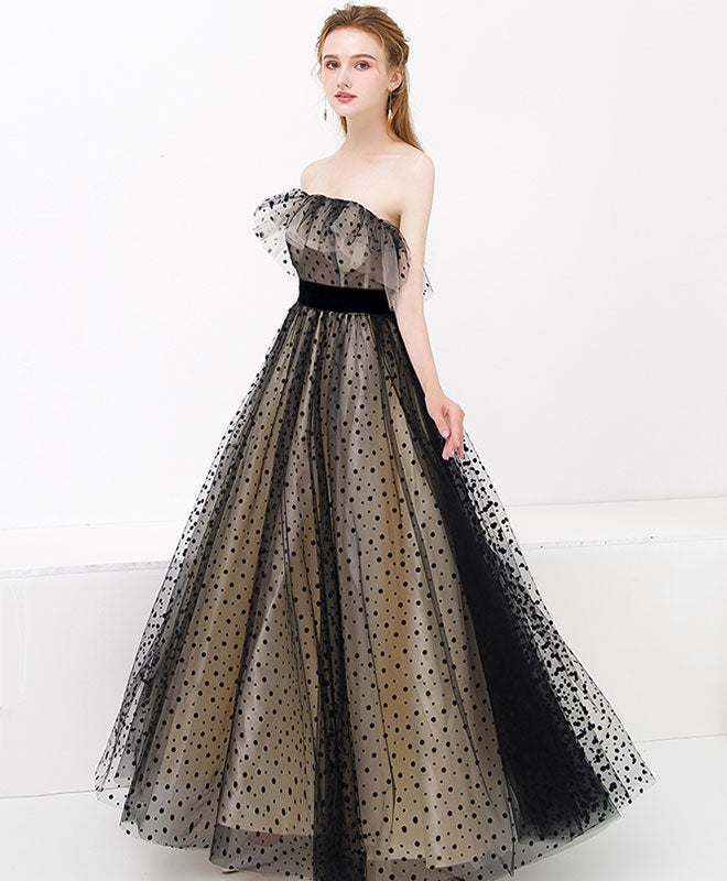 Elegant Black Tulle Long Prom Dress & Evening Gown for Women - Perfect for Formal Dances, Weddings, and Special Occasions