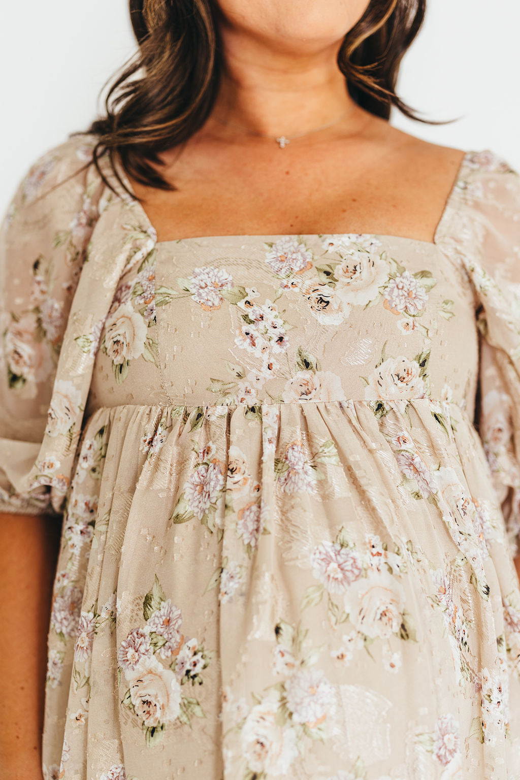 Elegant Mona Maxi Dress in Beige & Brown Floral Print - Women's Boho Summer Dress for Beach, Vacation & Casual Wear | Restocking August