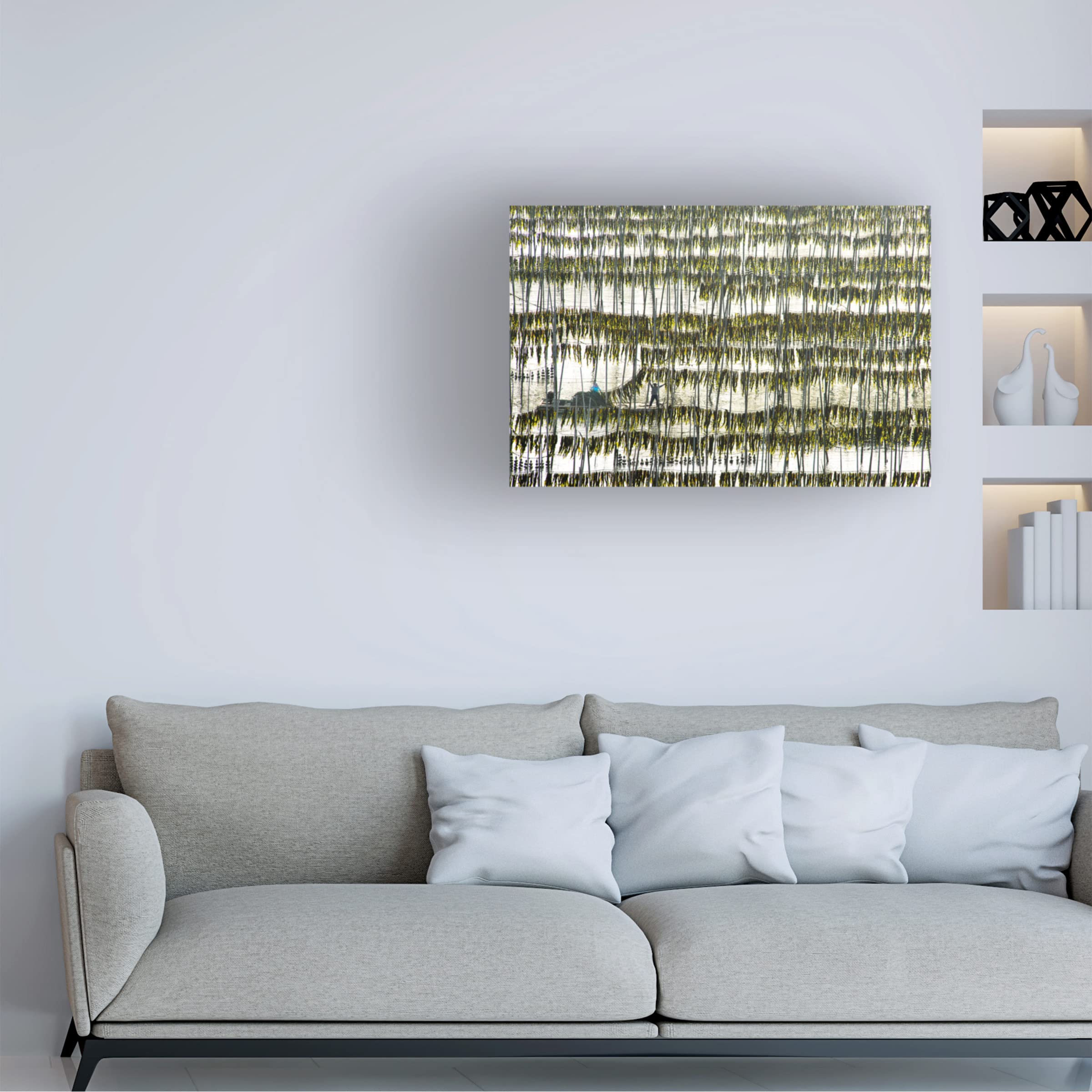 Trademark Fine Art 'Harvesting Kelp' Canvas Wall Art by Xinhua Zhou - Coastal Home Decor for Living Room, Bedroom & Office