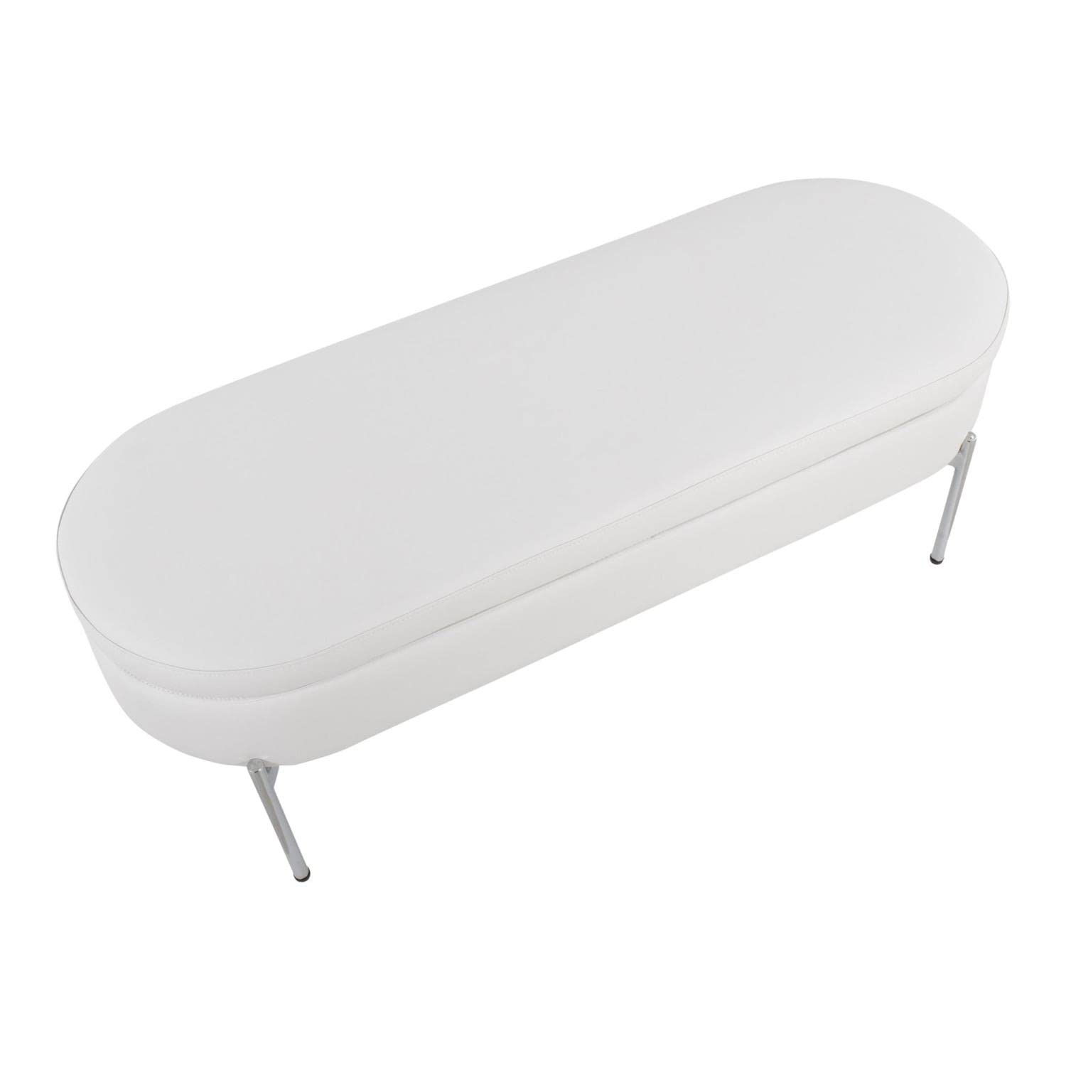 LumiSource Chloe Faux Leather Upholstered Storage Bench - Entryway & Bedroom Storage Ottoman with Seat - Perfect for Small Space Organization & Home Decor