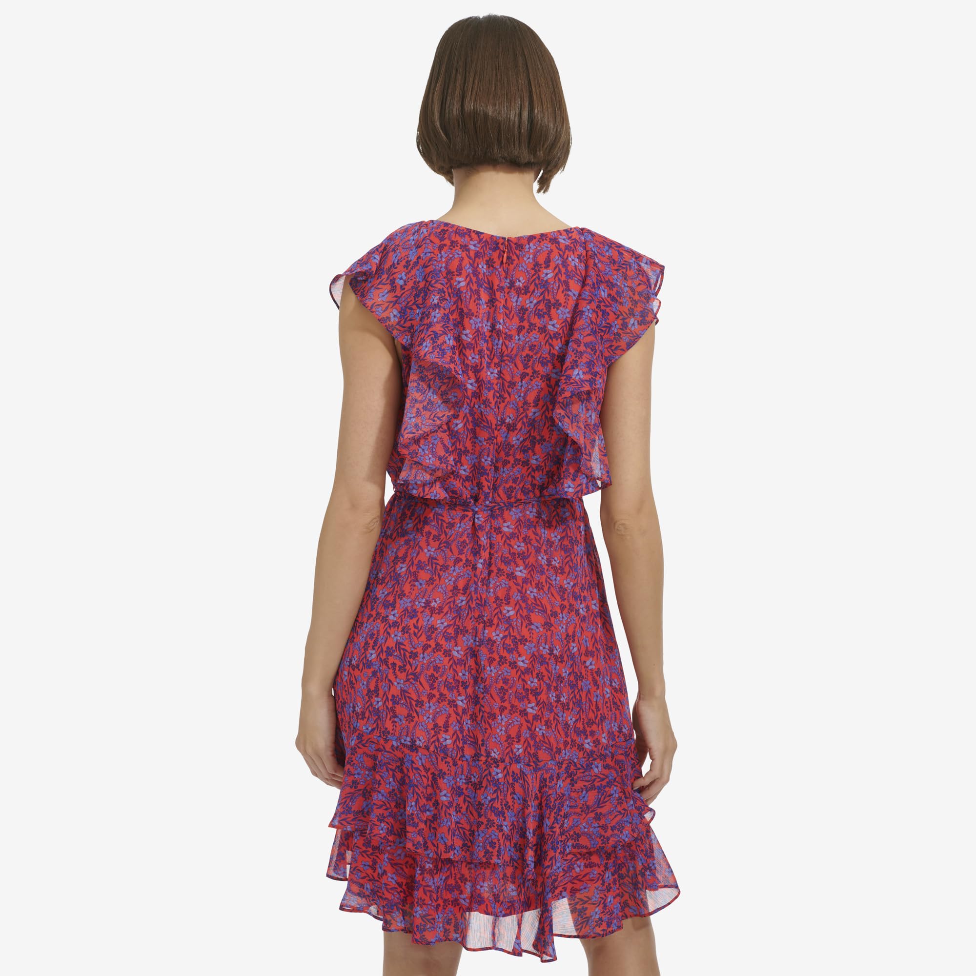 Tommy Hilfiger Women's Sleeveless Ruffle Dress - Flowy Summer Dress for Casual Outings, Beach Vacations & Date Nights
