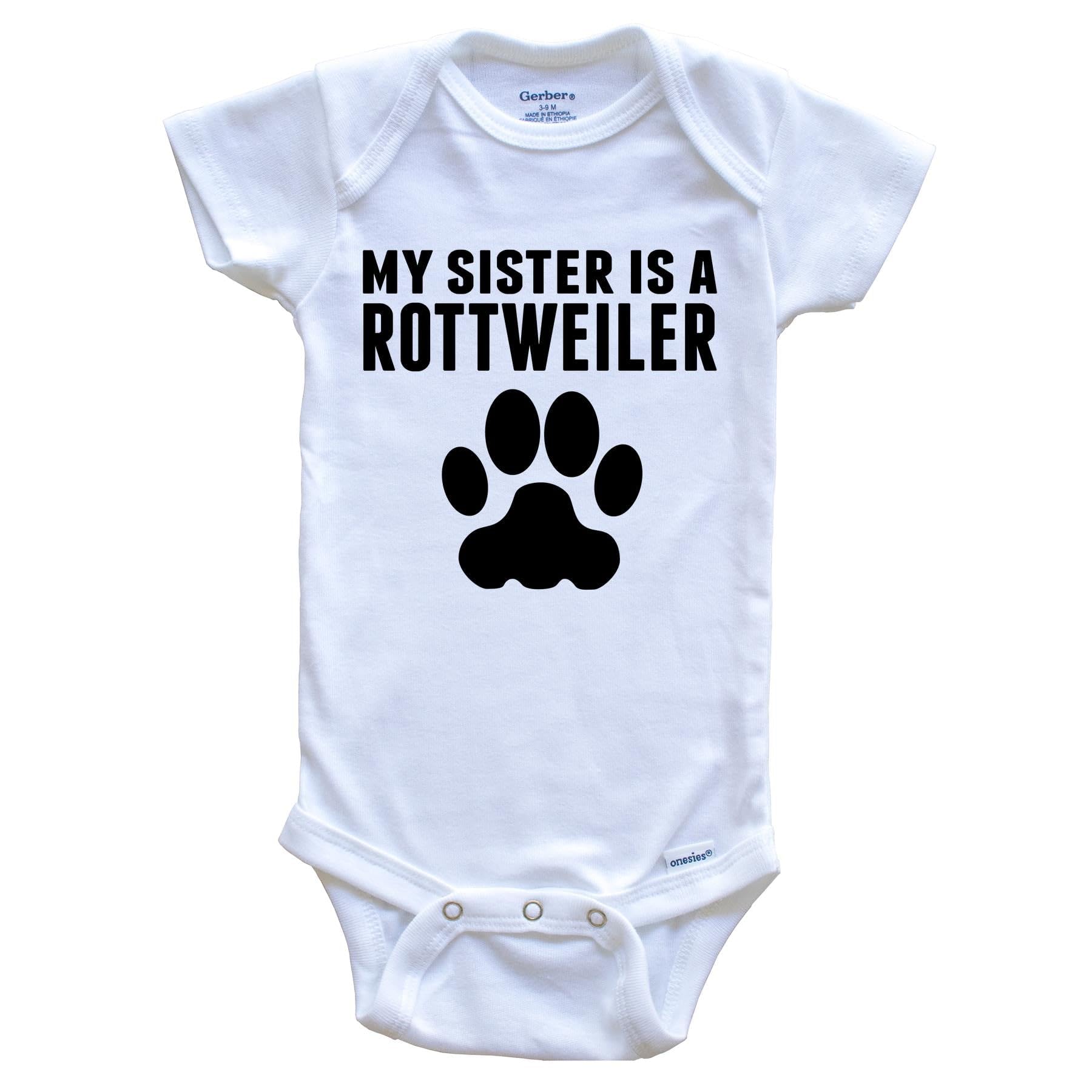 My Sister is A Rottweiler One Piece Baby Bodysuit - Cute Dog Print Infant Romper for Newborns & Toddlers | Perfect for Family Photos, Pet Lovers & Dog-Themed Baby Showers