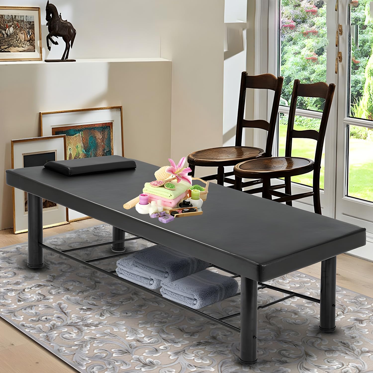 Professional FDW Massage Table 75x30 Inches - Heavy Duty PU Leather Spa Bed with Metal Frame & Pillow - Physical Therapy, Salon & Medical Recovery Massage Bed - Perfect for Clinics, Spas & Home Use