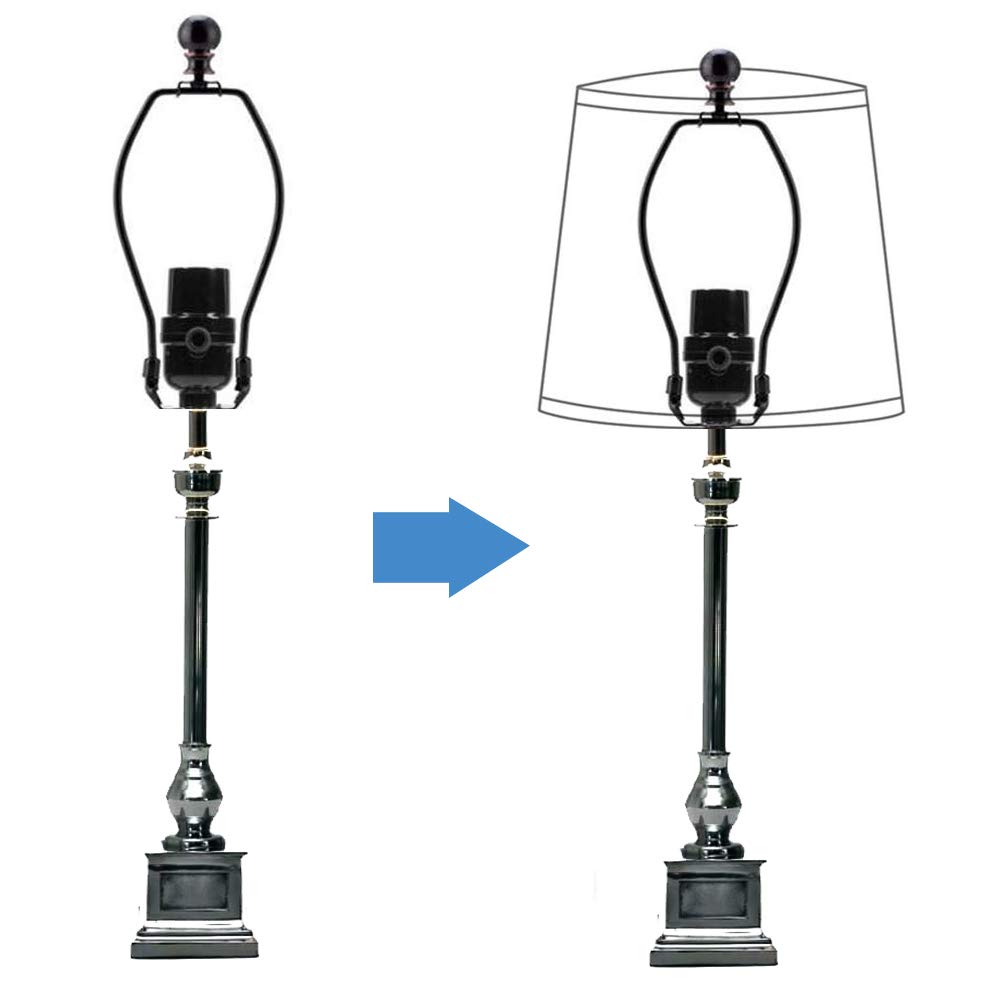 ECUDIS 8 Inch Lamp Harp Holder with Light Saddle Base & Ball Finial - Compatible with Table & Floor Lamps - Perfect for Living Room, Bedroom, or Office Lighting Decor (1 Pack)