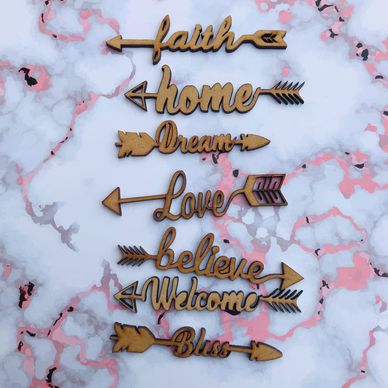 G2g 14-Piece Wooden Love Home Believe Arrow MDF Craft Shapes Set - 3 Inch Scrapbook Embellishments for DIY Cards, Journals & Home Decor
