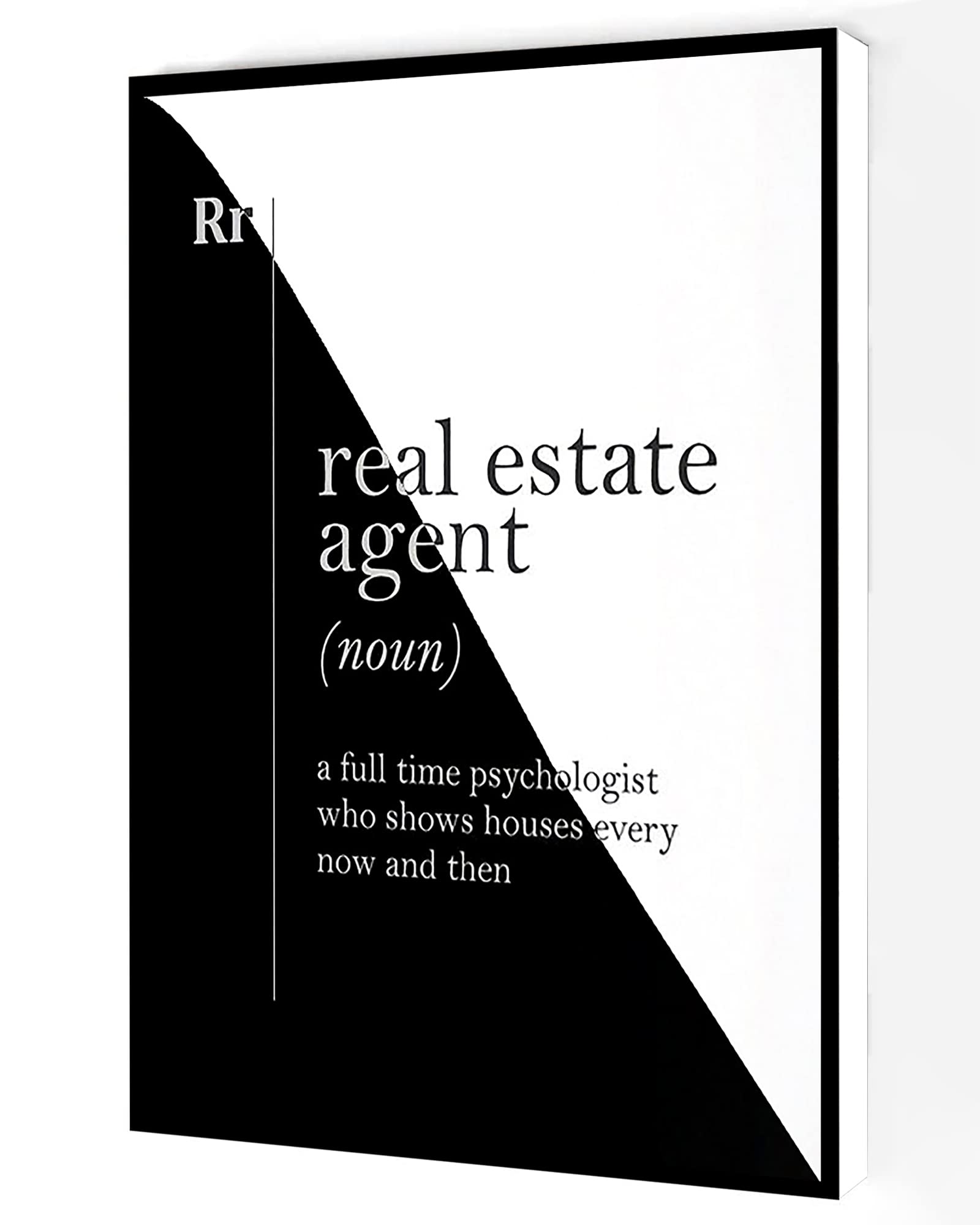 Real Estate Agent Definition Canvas Wall Art - Modern Framed Painting for Office & Home Decor - 16x24 Inch Wall Art for Living Room, Real Estate Office & Gifts