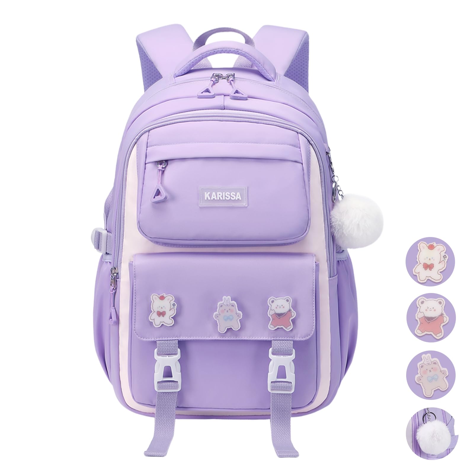 Stylish Purple School Backpack for Girls - Durable Middle & Elementary Student Bookbag with Large Capacity | Perfect for Teen Girls' Daily School Use, Travel & Outdoor Activities