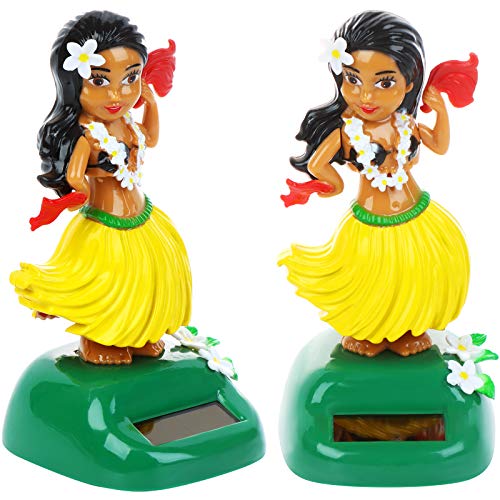 Solar Hula Girl Dancing Toy - 2 Pack for Car Dashboard & Party Decor