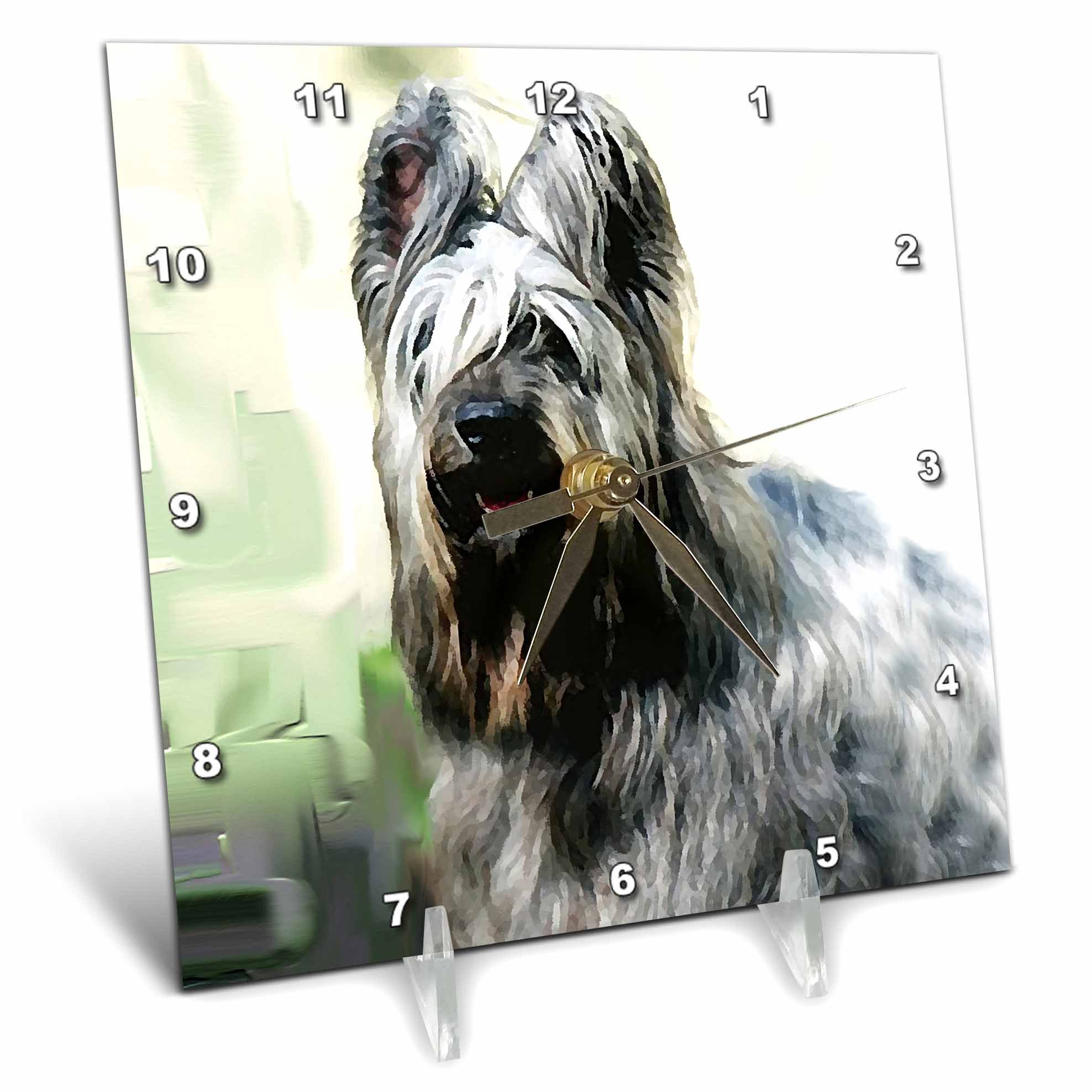 3dRose LLC Briard Dog Breed 6x6 Inch Desk Clock - Perfect for Home, Office, and Gift Giving